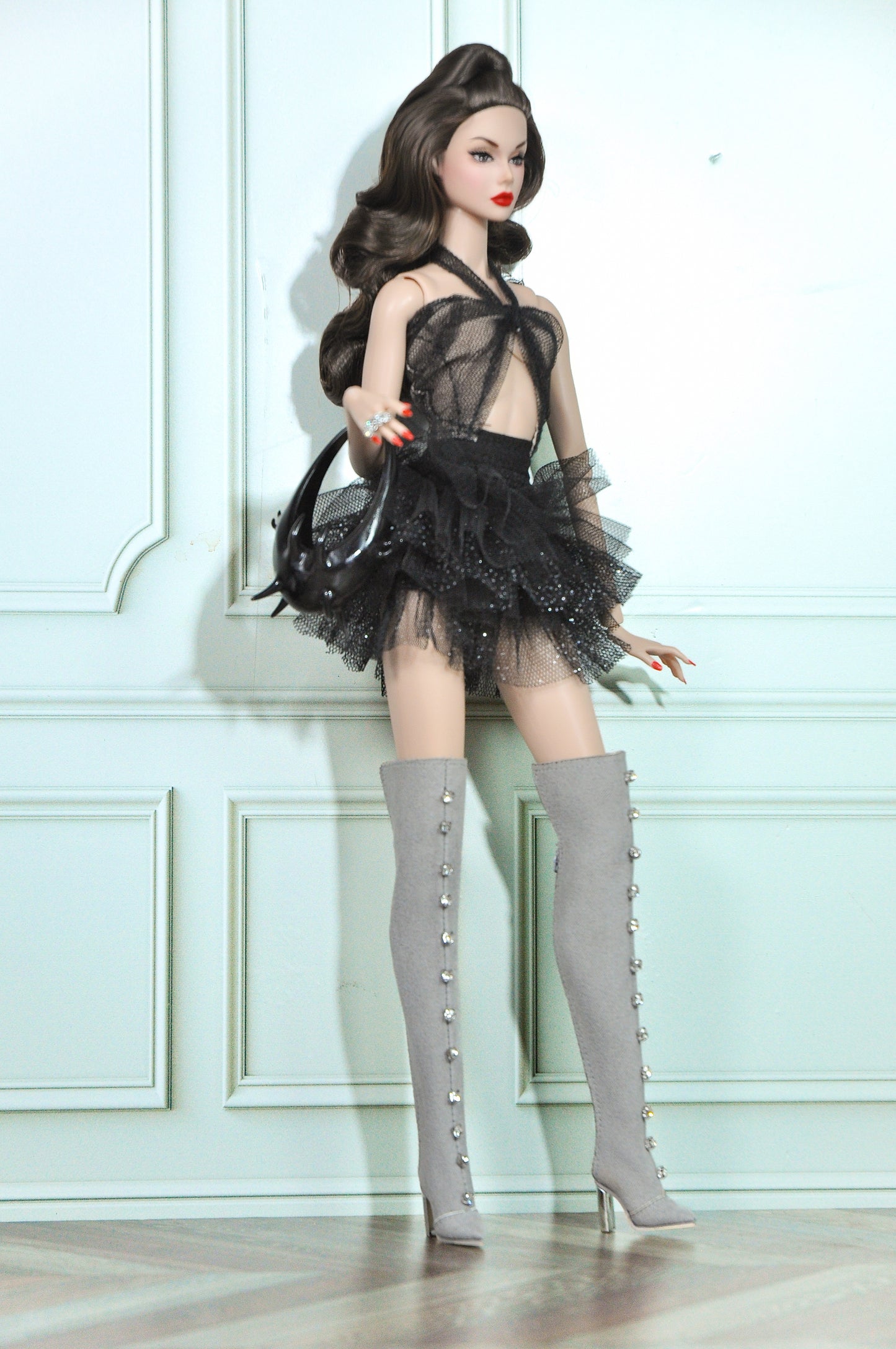 STYLE LAB | Ruffle dress halter neck for Fashion Royalty & NU FACE doll clothes