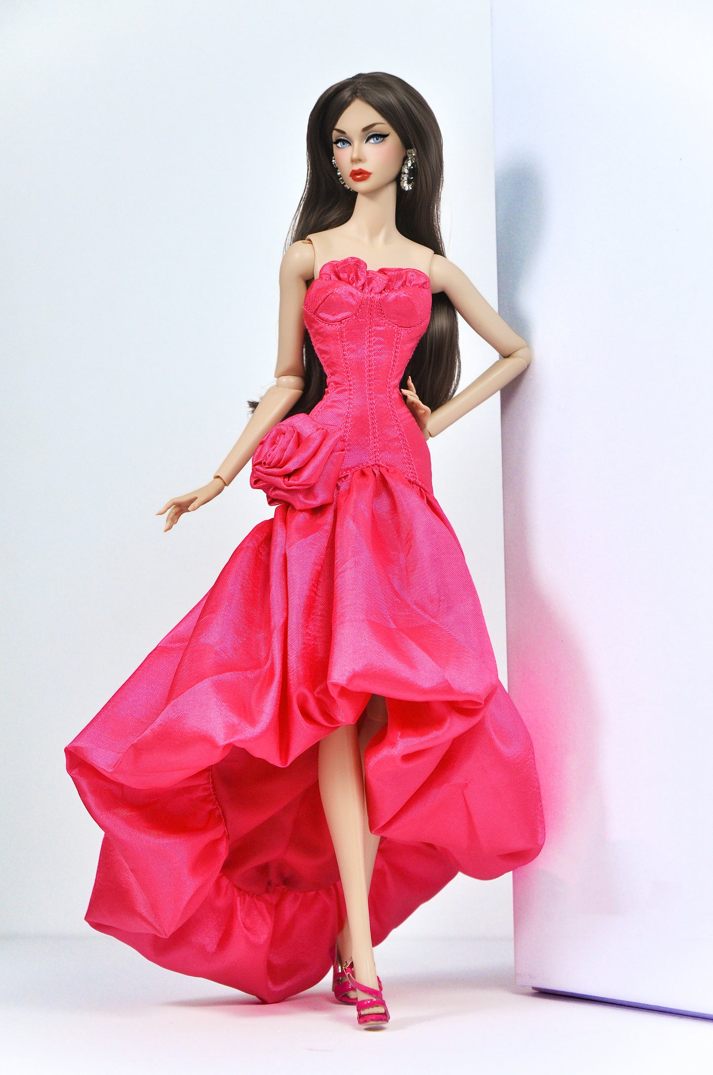 OOAK | "Pink Rose Gala" High-Low Ballgown – Fashion Royalty 6.0 Doll Clothes