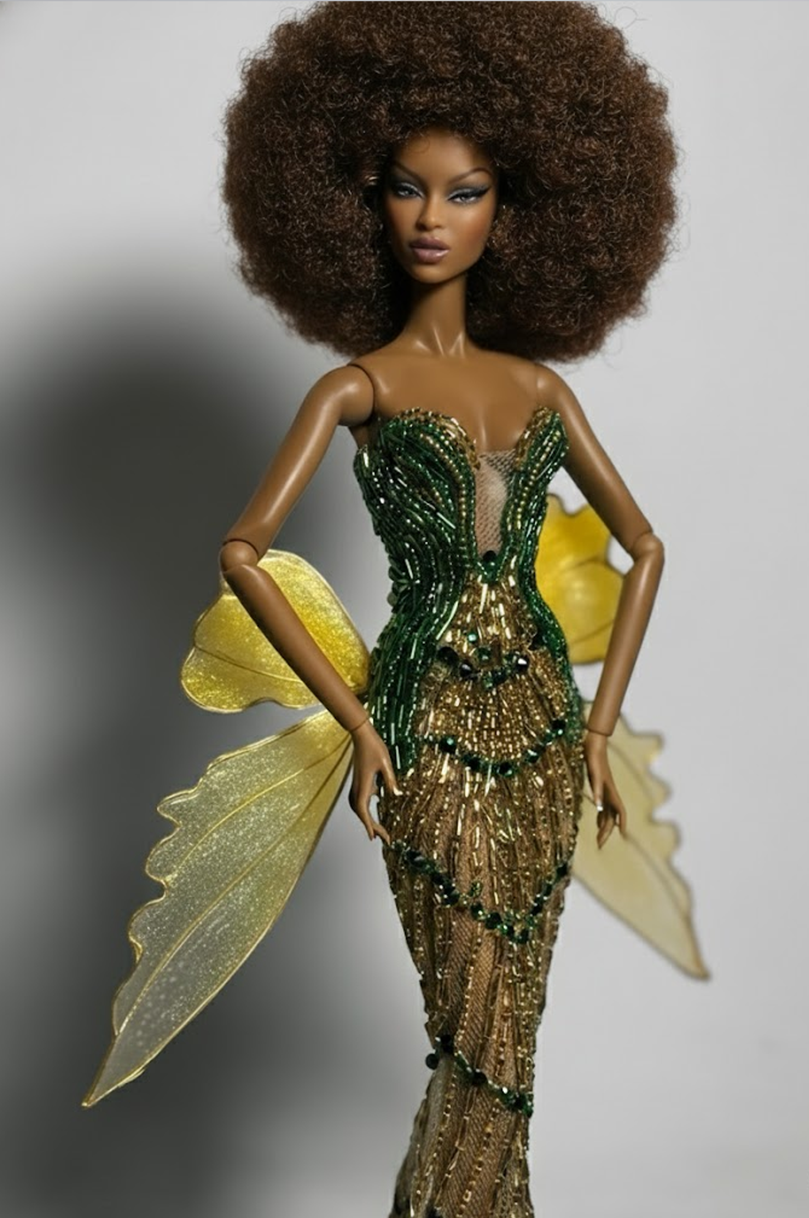 HAUTE | Emerald Gilded Fairy Gown  Luxury Couture Dress for Fashion Royalty doll clothes