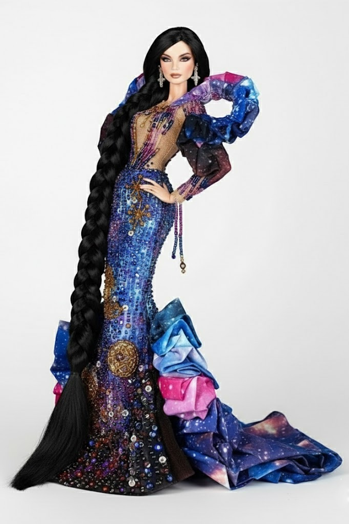 OOAK | "Couture Galaxy| Mermaid Gown for 1/6 Fashion Royalty Doll FR 6.0 & NU FACE