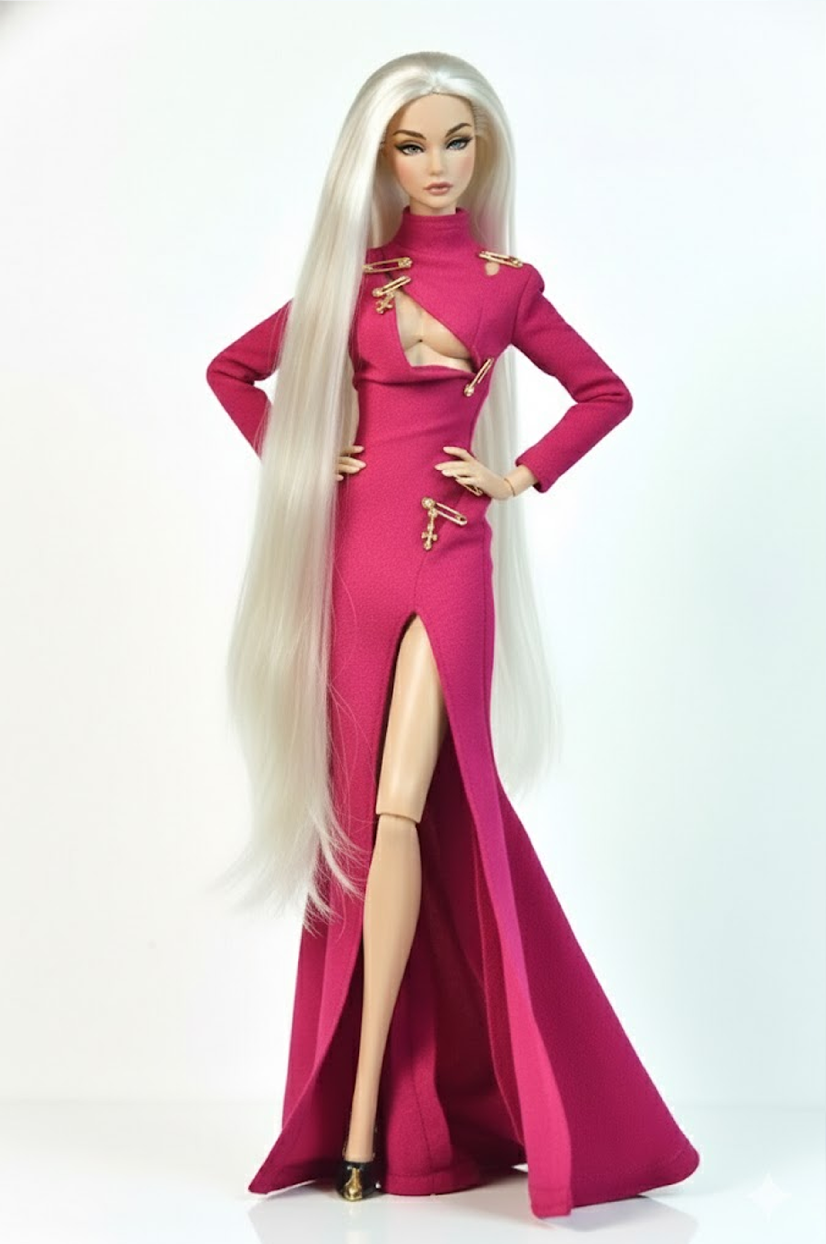 ORDINARY GIRL | Fuchsia Cut-Out Evening Gown – Fashion Royalty & NU FACE 1/6 Scale Doll Clothes