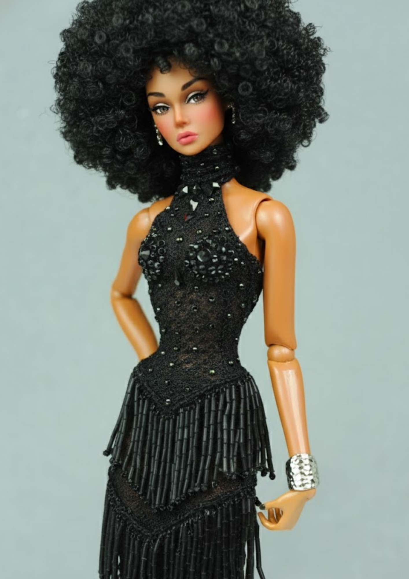 OOAK | Midnight Tulle Diva Gown – Black Couture Dress for Fashion Royalty FR 6.0 Doll