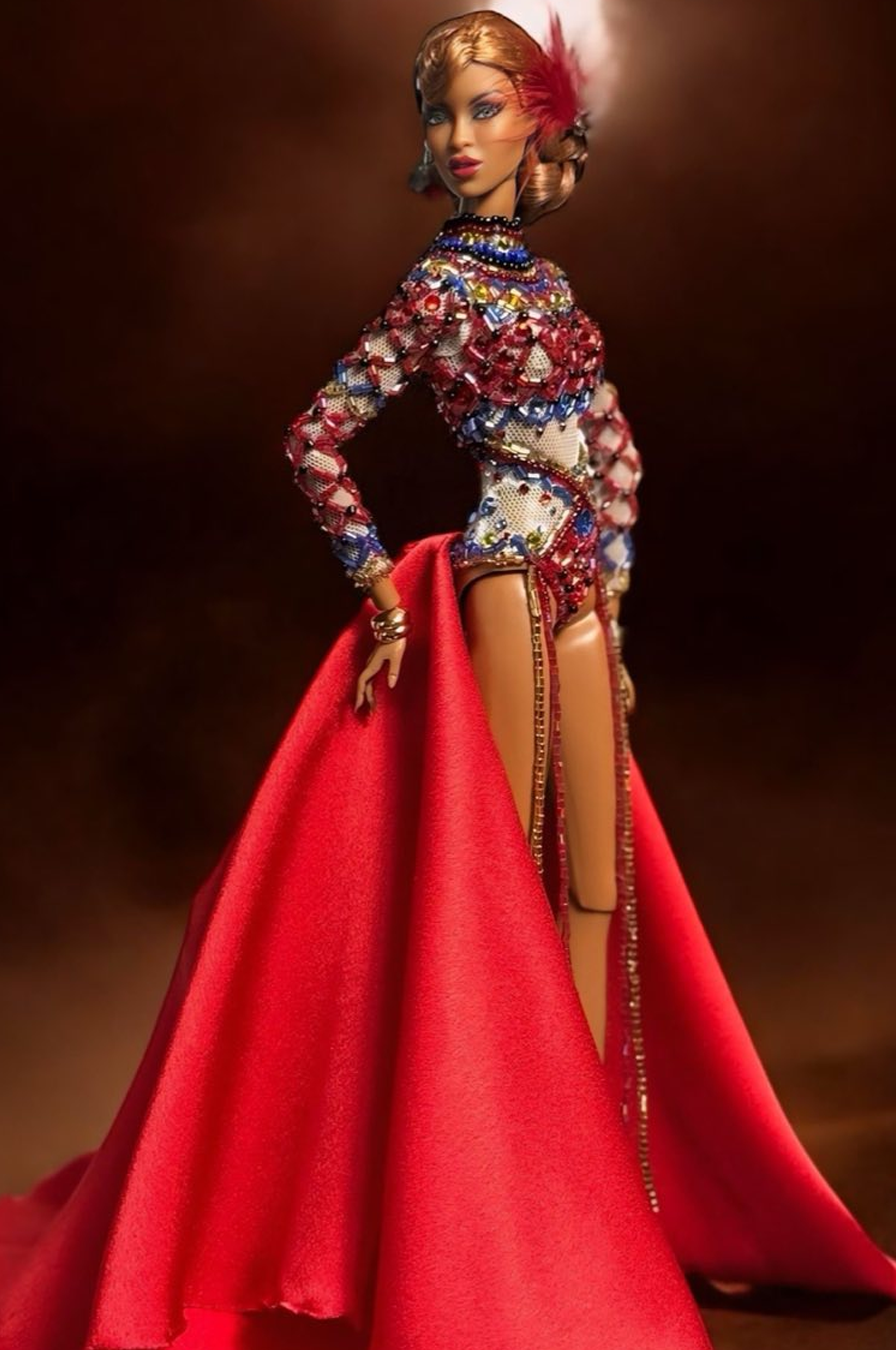 HAUTE | Crimson Spectacle – Couture Bodysuit & Dramatic Cape for 1/6 Scale Fashion Royalty  & Nu FACEDolls