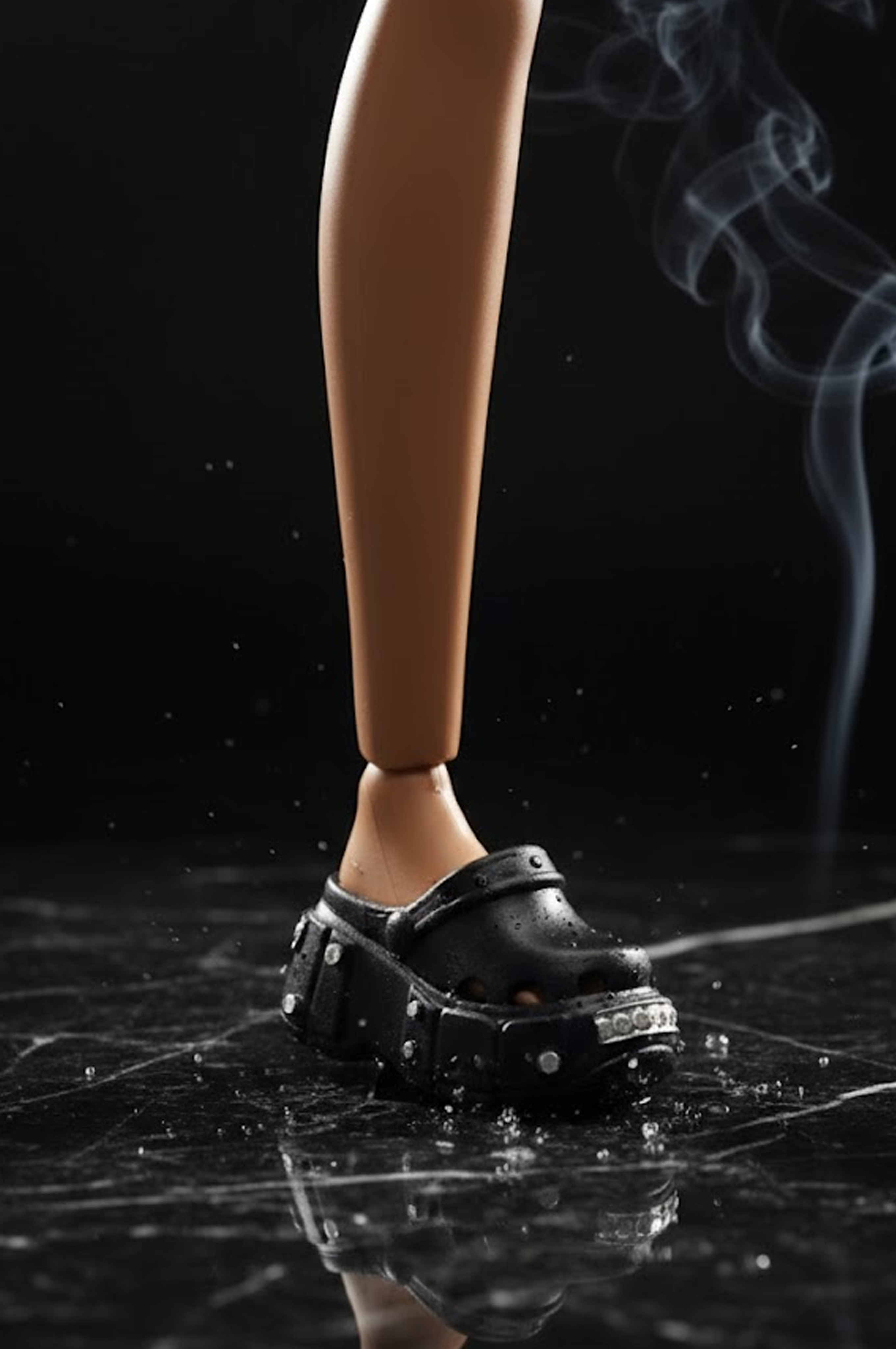 3D PROJECT | Black Studded Platform Clogs  For Integrity Toys dolls - Fashiob Royalty & NU FACE Flat Feet Dolls Only