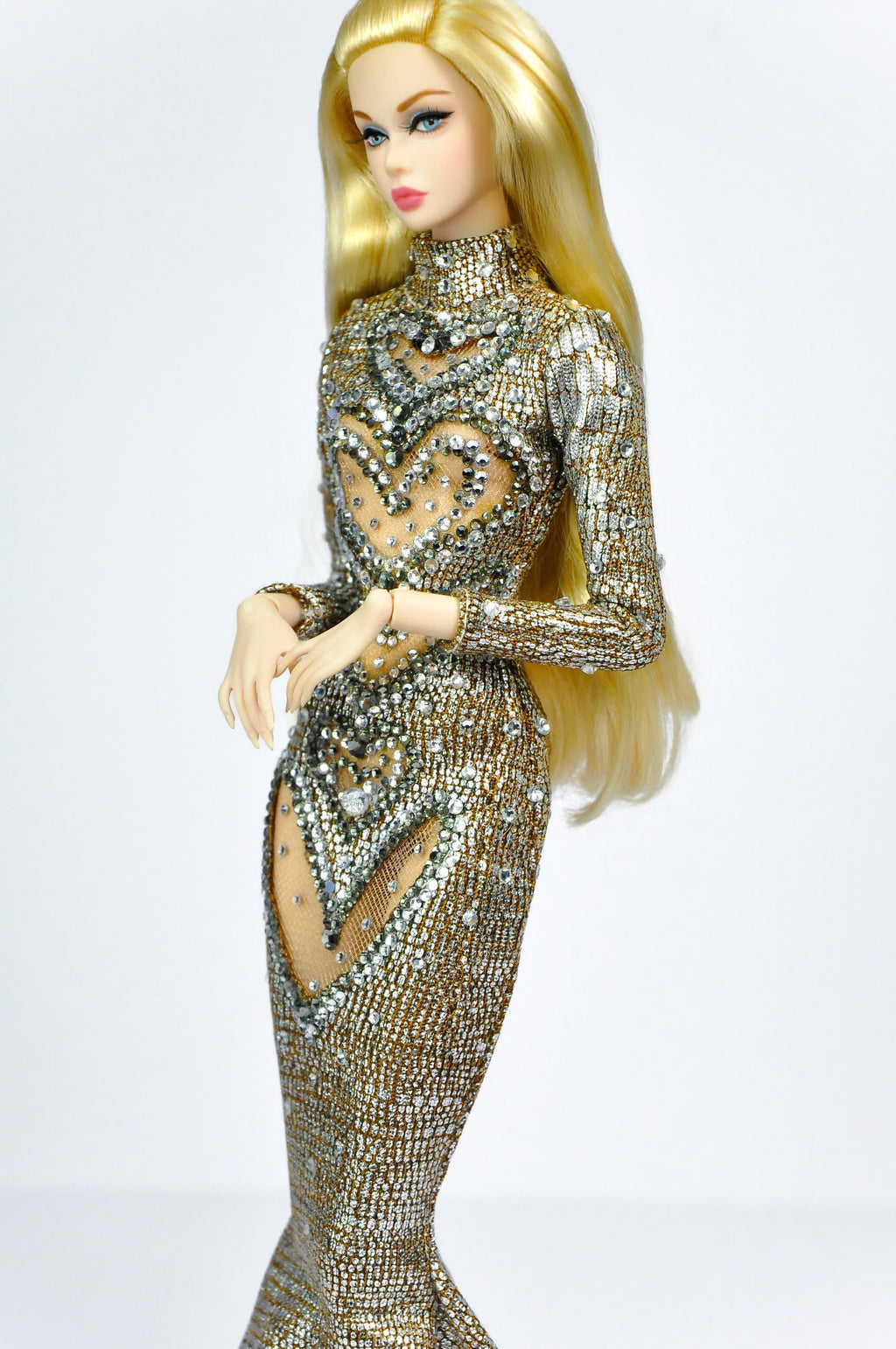 Fashion Royalty Silver Crystal Mermaid Gown – 1/6 Couture Dress