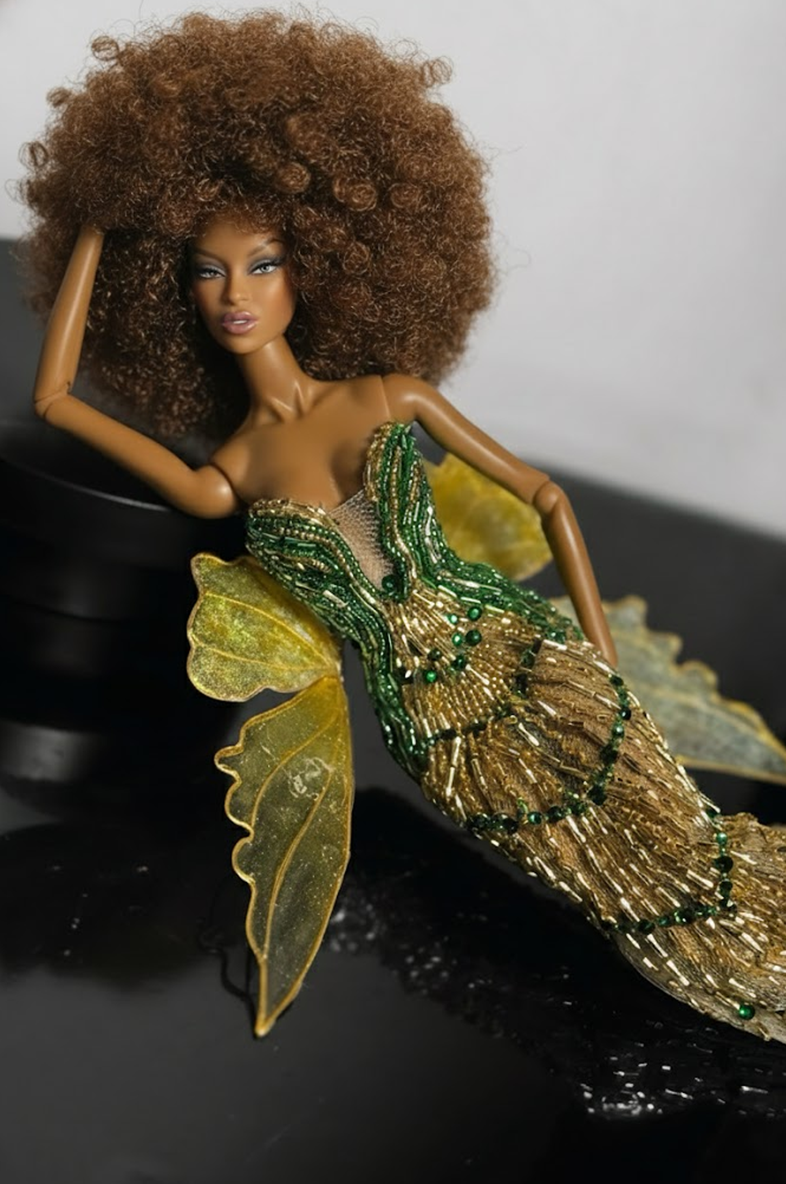 HAUTE | Emerald Gilded Fairy Gown  Luxury Couture Dress for Fashion Royalty doll clothes