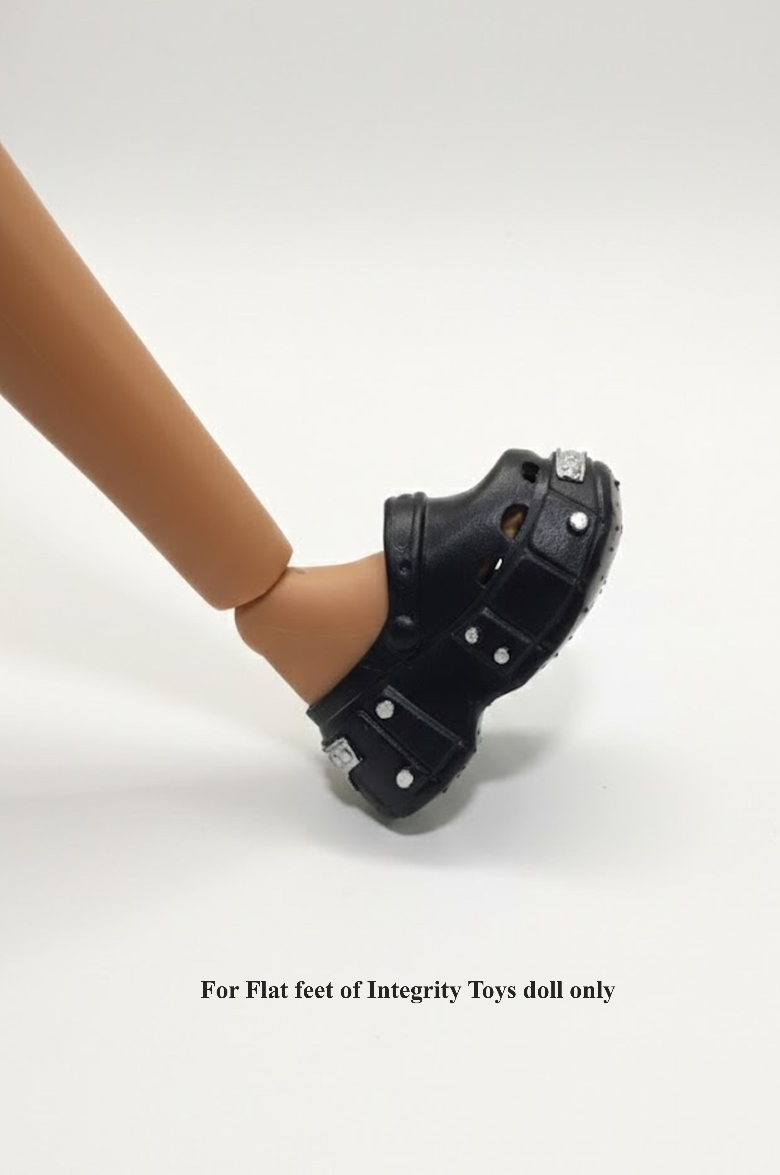 3D PROJECT | Black Studded Platform Clogs  For Integrity Toys dolls - Fashiob Royalty & NU FACE Flat Feet Dolls Only