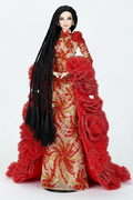 OOAK |“Crimson Fireworks” Gown & Opera Coat —  1/6 Fashion doll clothes