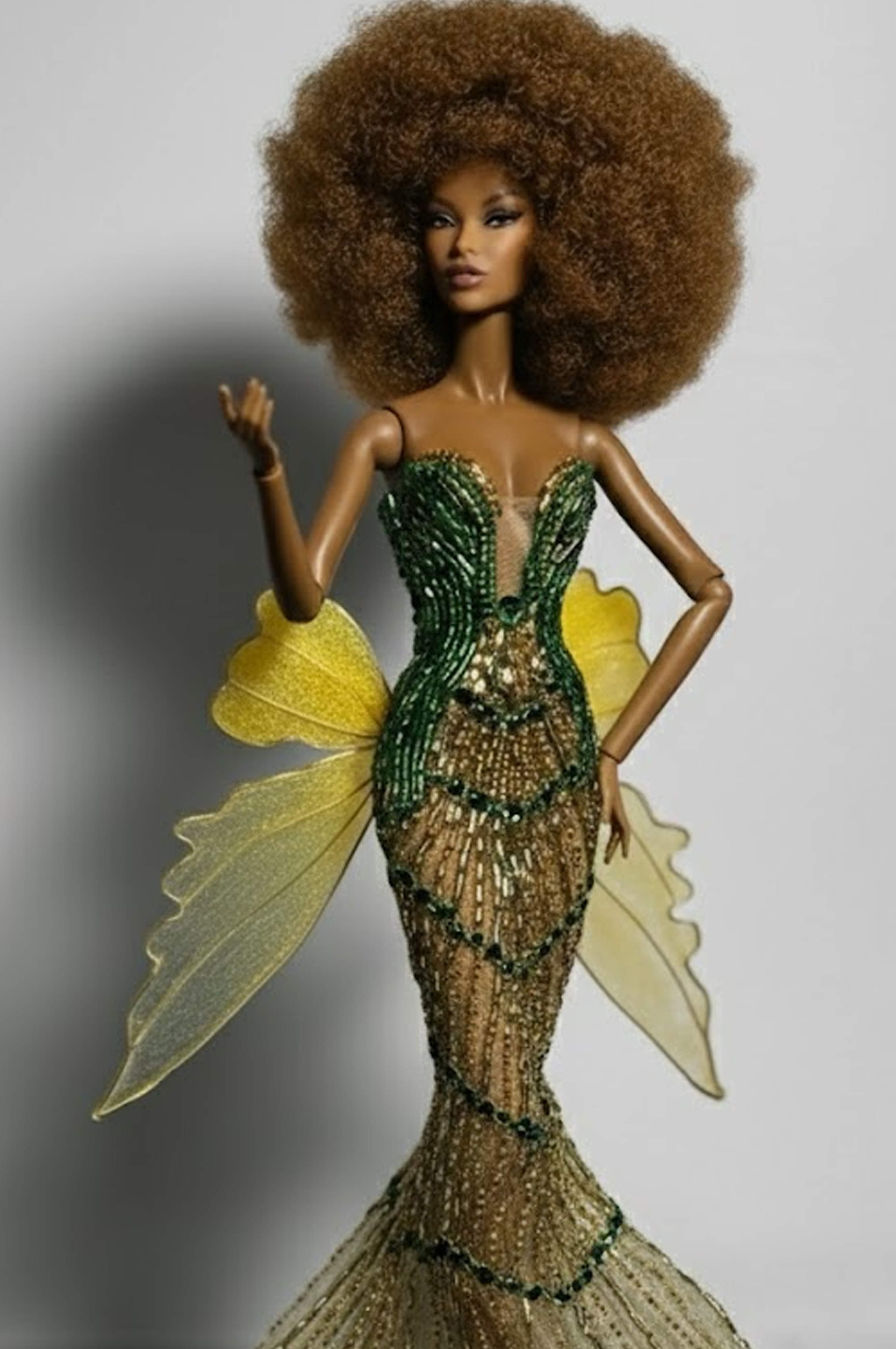 HAUTE | Emerald Gilded Fairy Gown  Luxury Couture Dress for Fashion Royalty doll clothes