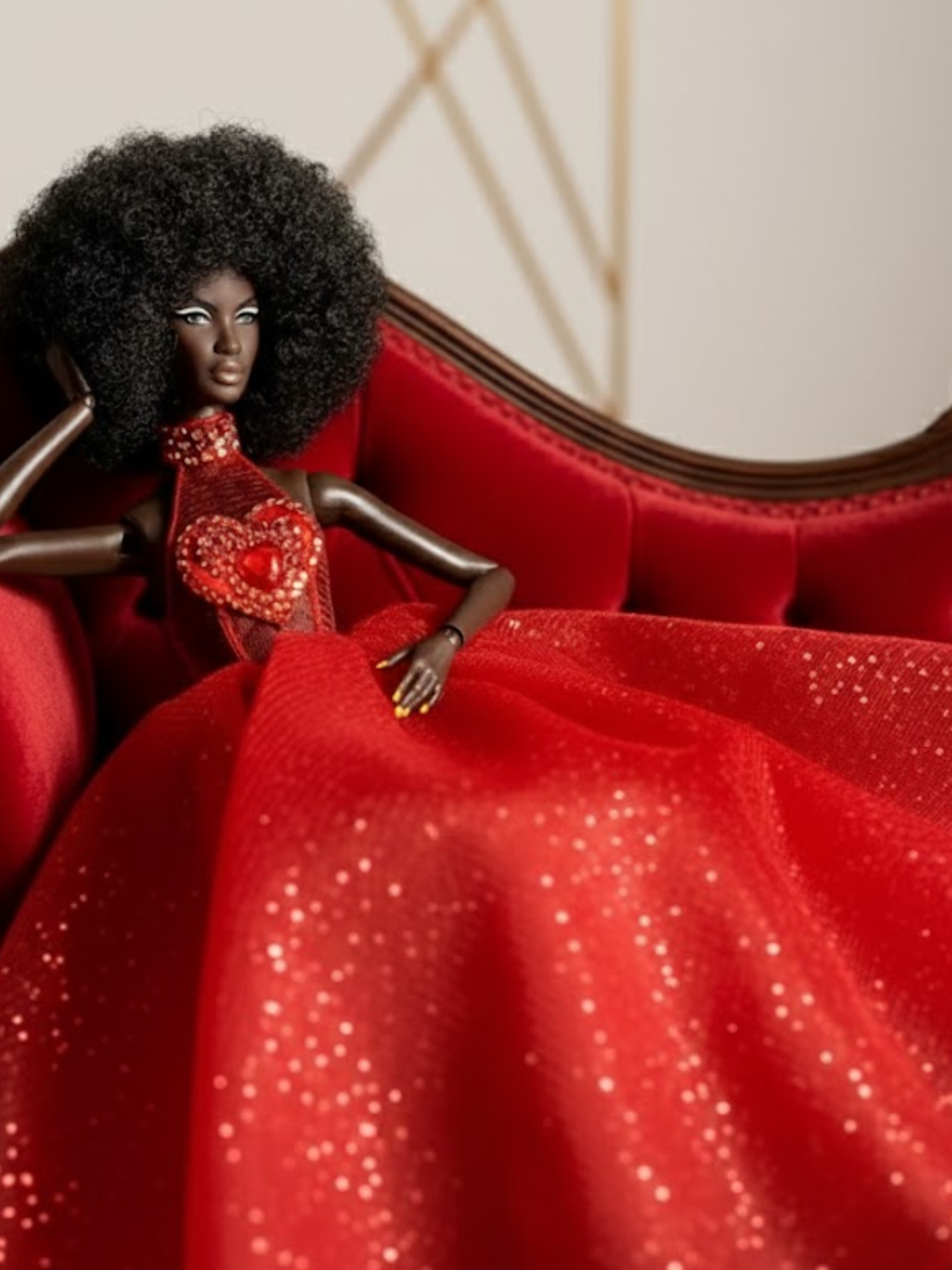OOAK | Fashion Royalty doll clothes - Red Gown Couture - Valentine's Heart Elegance
