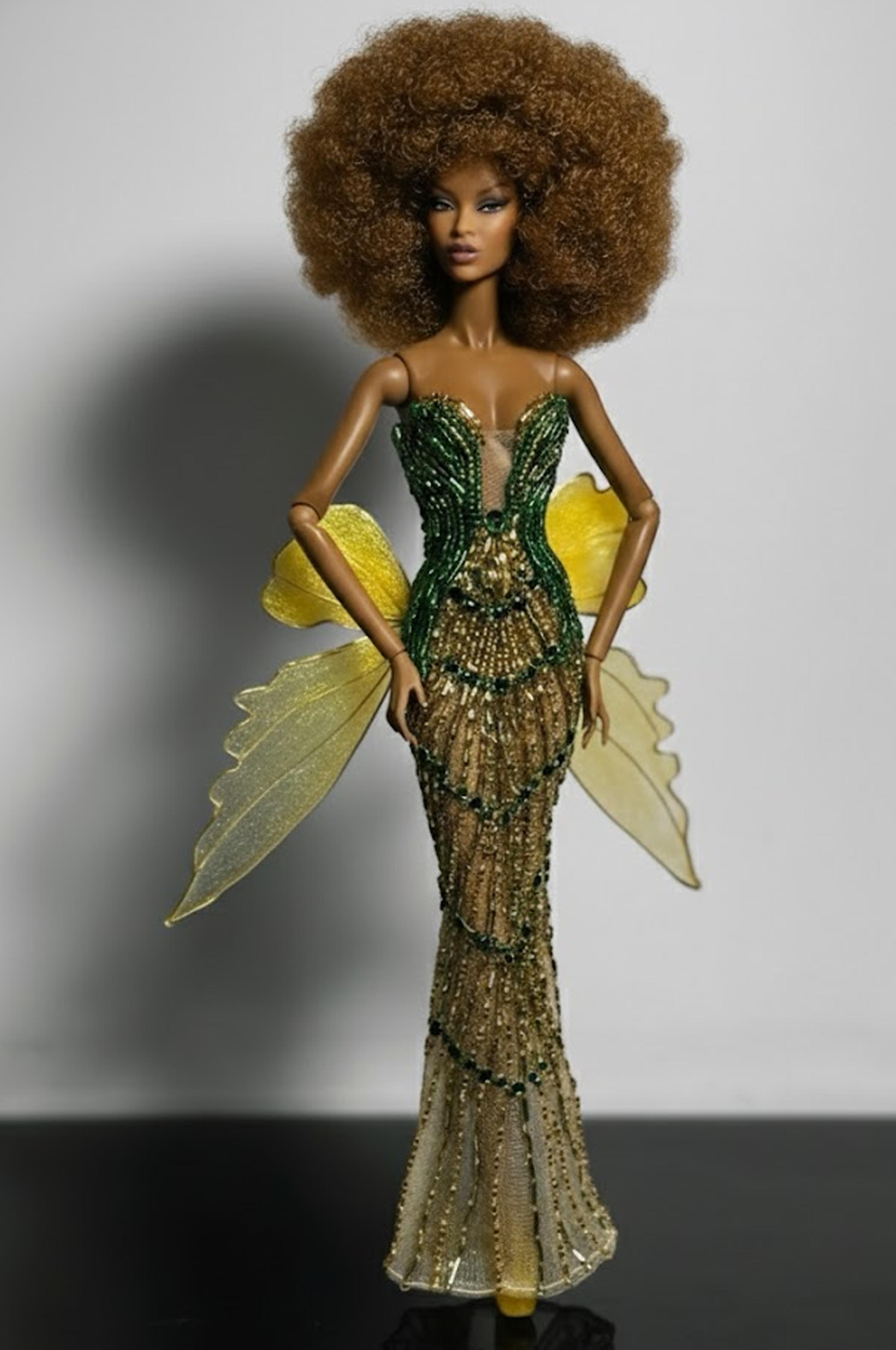 HAUTE | Emerald Gilded Fairy Gown  Luxury Couture Dress for Fashion Royalty doll clothes
