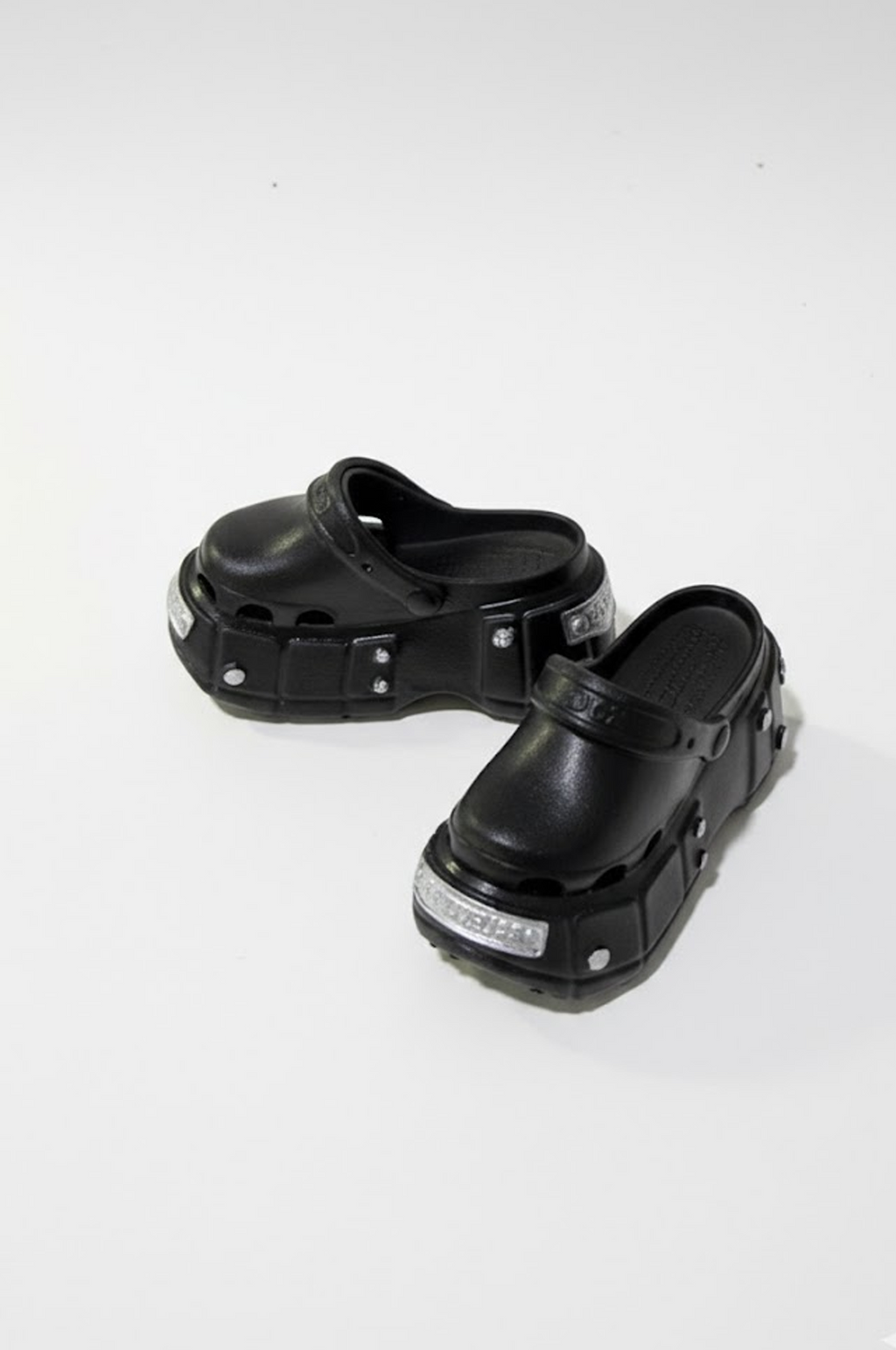 3D PROJECT | Black Studded Platform Clogs  For Integrity Toys dolls - Fashiob Royalty & NU FACE Flat Feet Dolls Only