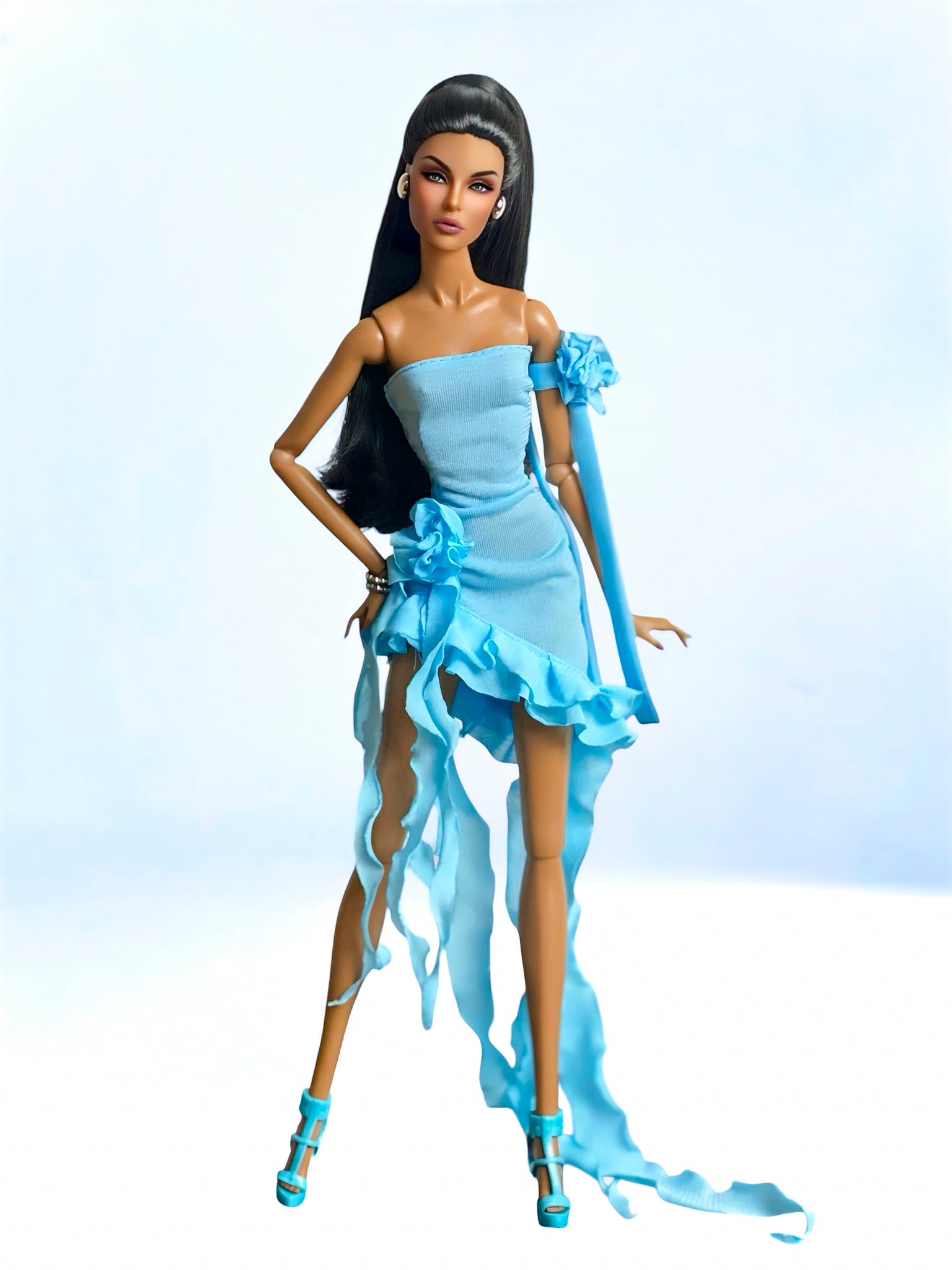 BASIC | Aqua Nuance - Ruffle dress for Fashion Royalty FR 6.0 & Integrity Toys doll & Bratz
