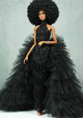 OOAK | Midnight Tulle Diva Gown – Black Couture Dress for Fashion Royalty FR 6.0 Doll
