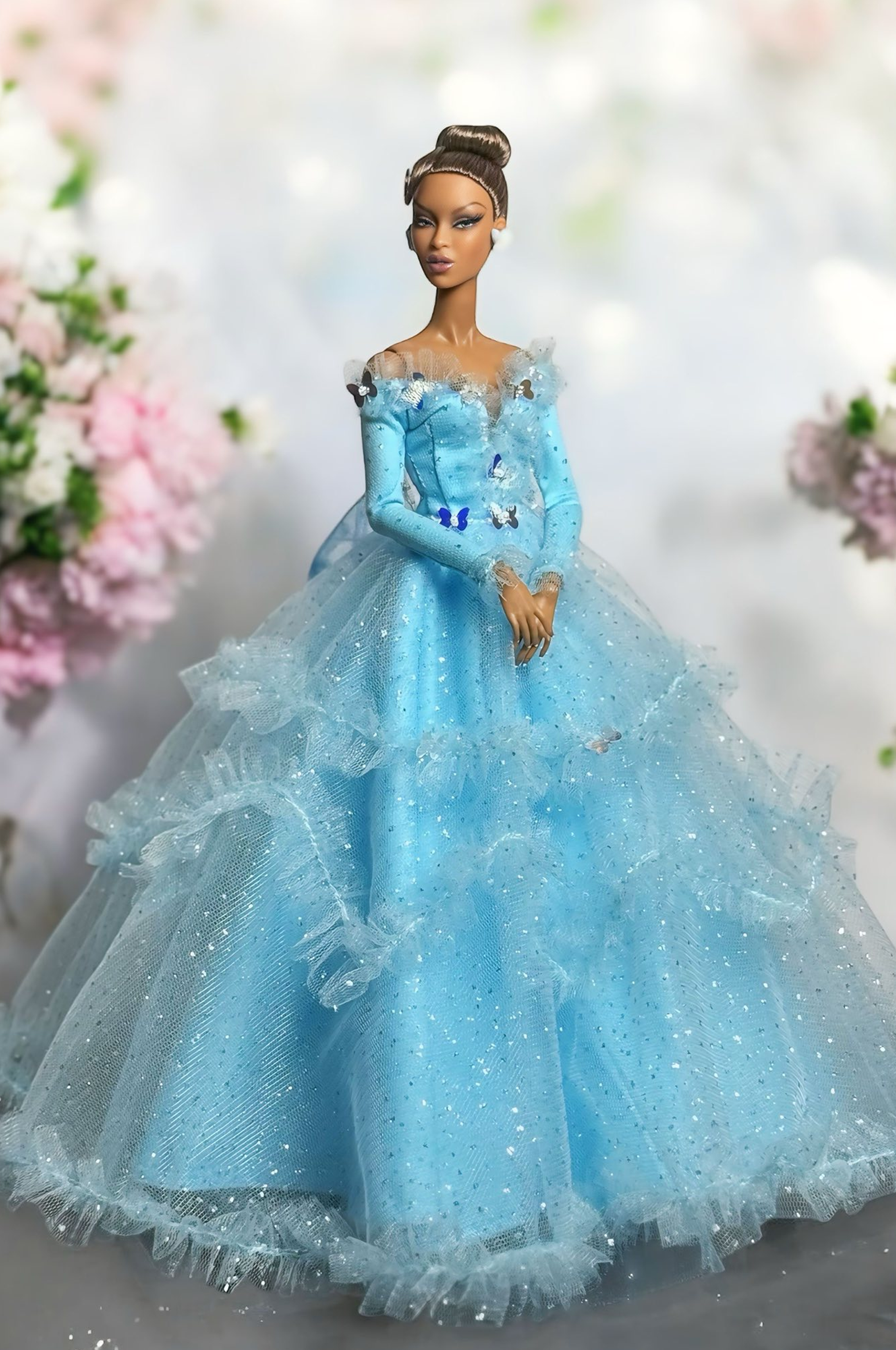 OOAK | Bluebell Waltz – Couture Ball Gown for 1/6 Scale Fashion Dolls Fashion Royalty doll clothes