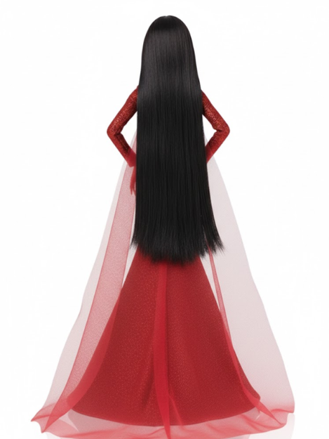 ORDINARY GIRL | Imperial Phoenix Áo Dài Gown — Couture Red & Gold Embroidered Dress with Sheer Cape for Fashion Royalty 6.0 Dolls