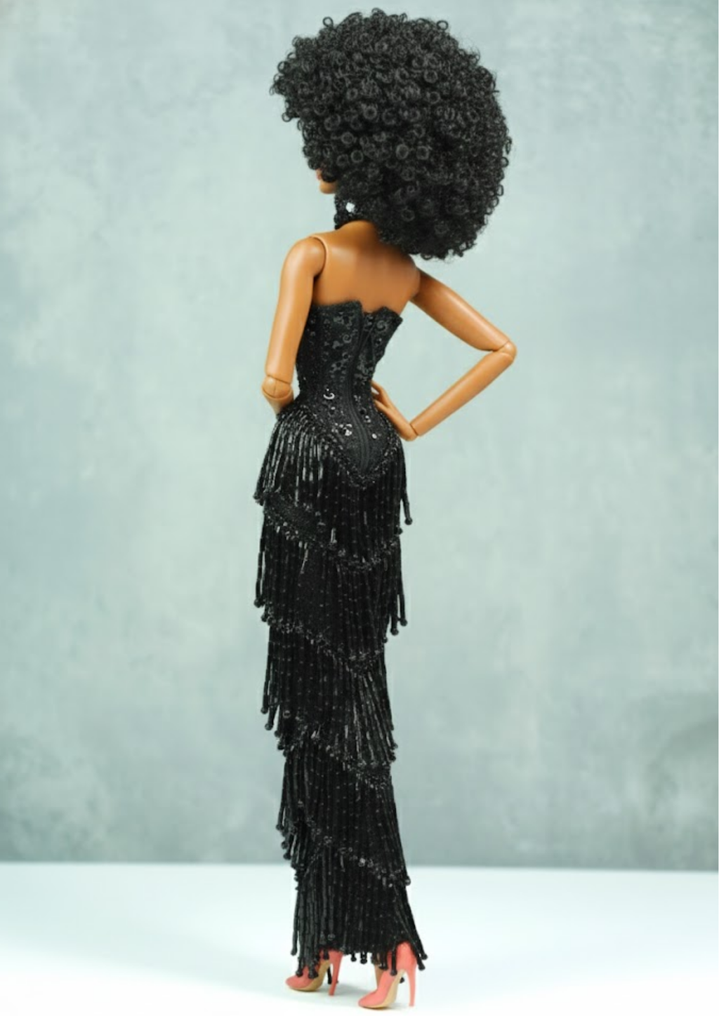 OOAK | Midnight Tulle Diva Gown – Black Couture Dress for Fashion Royalty FR 6.0 Doll