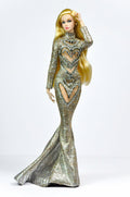 Fashion Royalty Silver Crystal Mermaid Gown – 1/6 Couture Dress