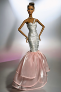 BASIC | Silver & Blush Mermaid Gown for 1/6 Scale Dolls – Fashion Royalty / Poppy Parker Evening Dress | Plastik Tiara