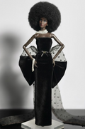 BASIC | Midnight Pearl Gown – Fashion Royalty 6.0 Doll Clothes | Black Velvet Evening Dress with Tulle Bow Train