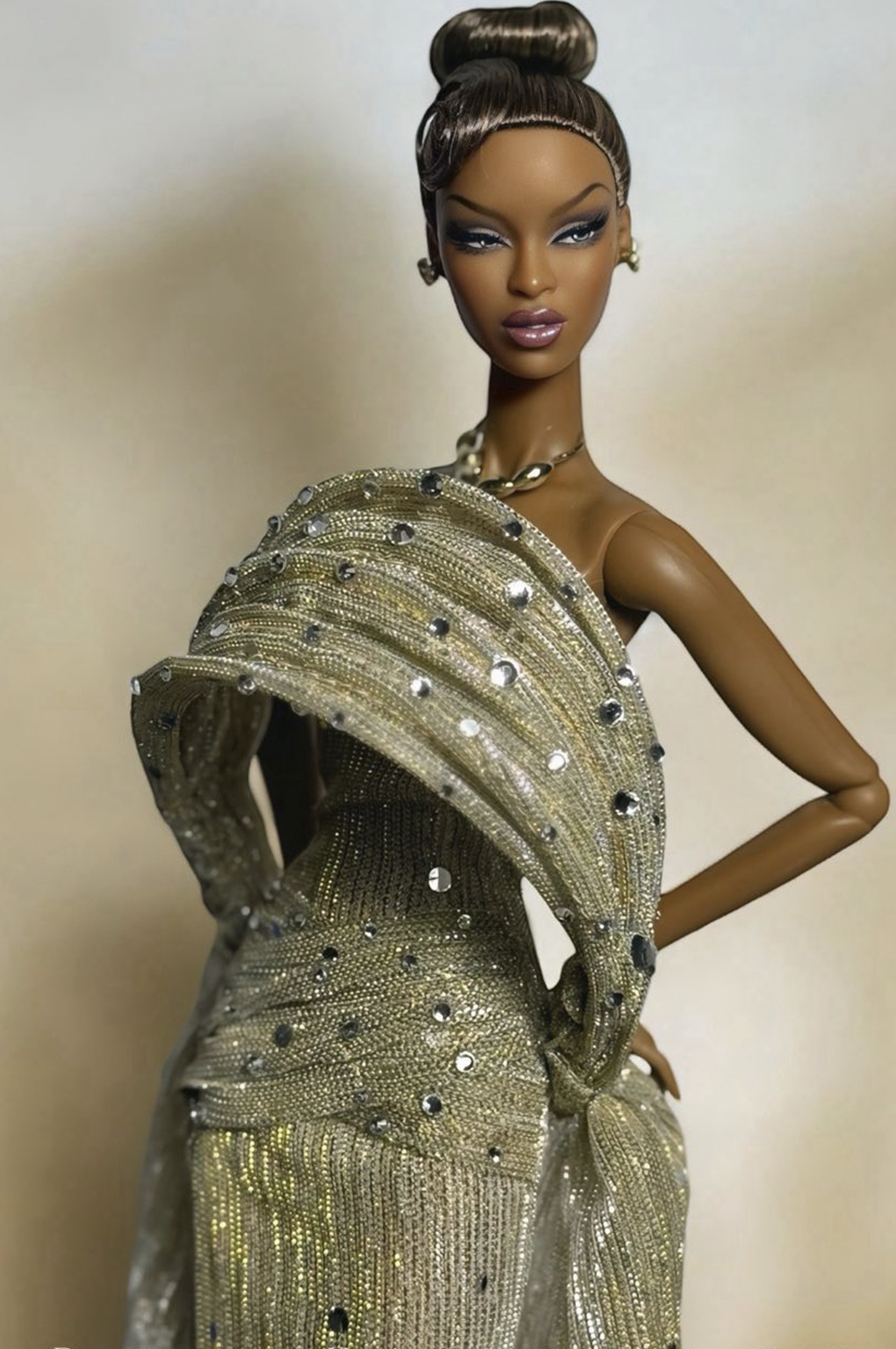 OOAK | Golden Halo Gown – Fashion Royalty 6.0 Doll Clothes | PlastikiTiara Couture