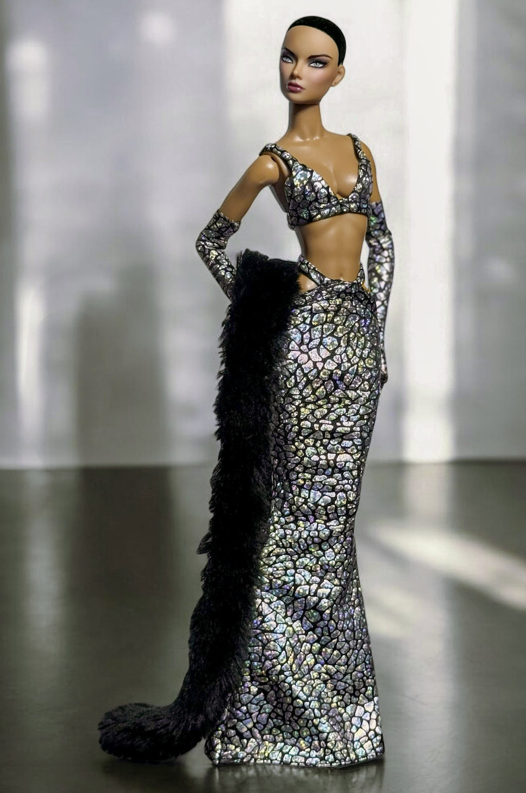 BASIC | Midnight Prism Gown – Fashion Royalty 6.0 Doll Clothes | Handmade Couture Set by Plastik Tiara