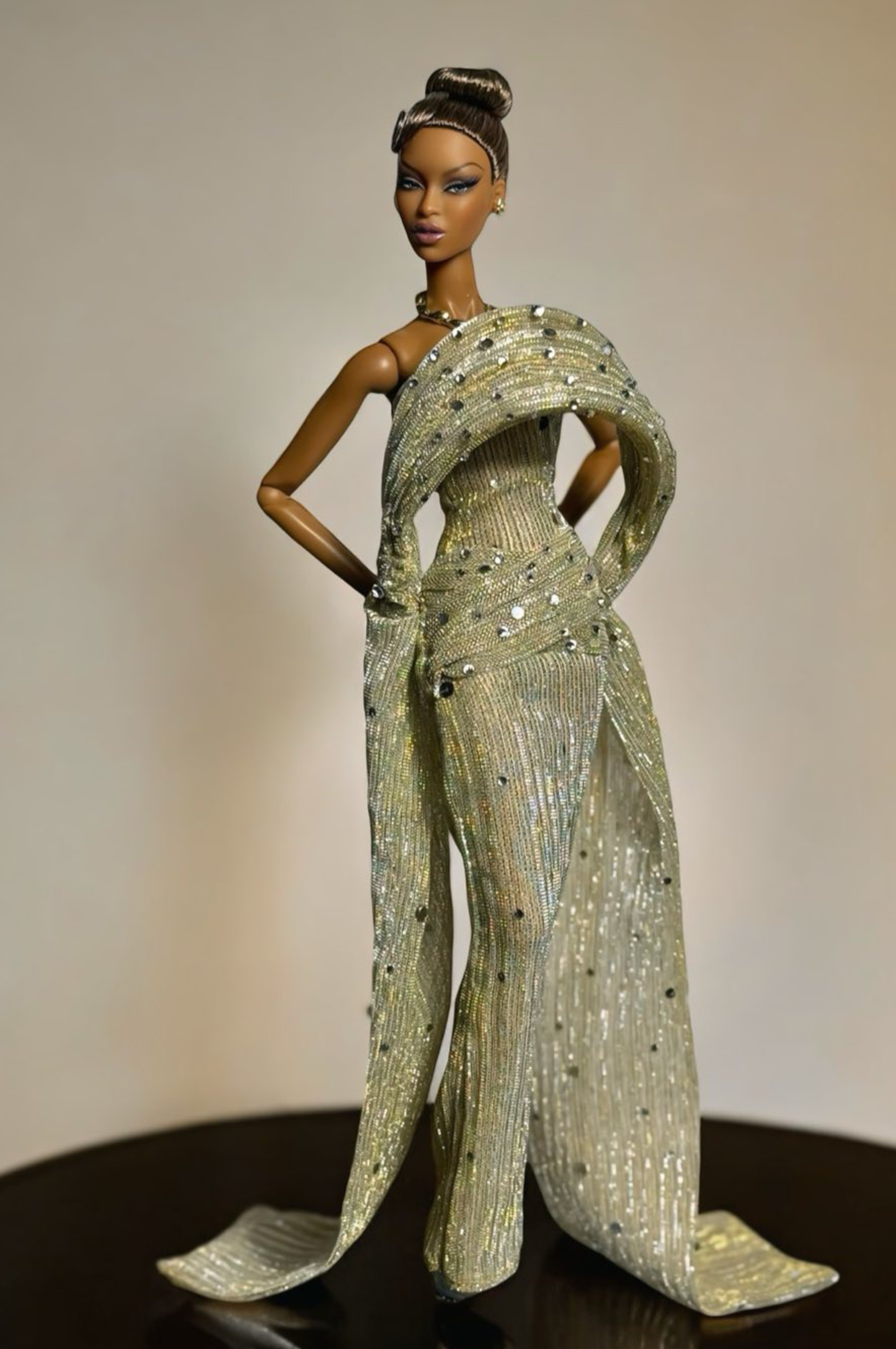 OOAK | Golden Halo Gown – Fashion Royalty 6.0 Doll Clothes | PlastikiTiara Couture