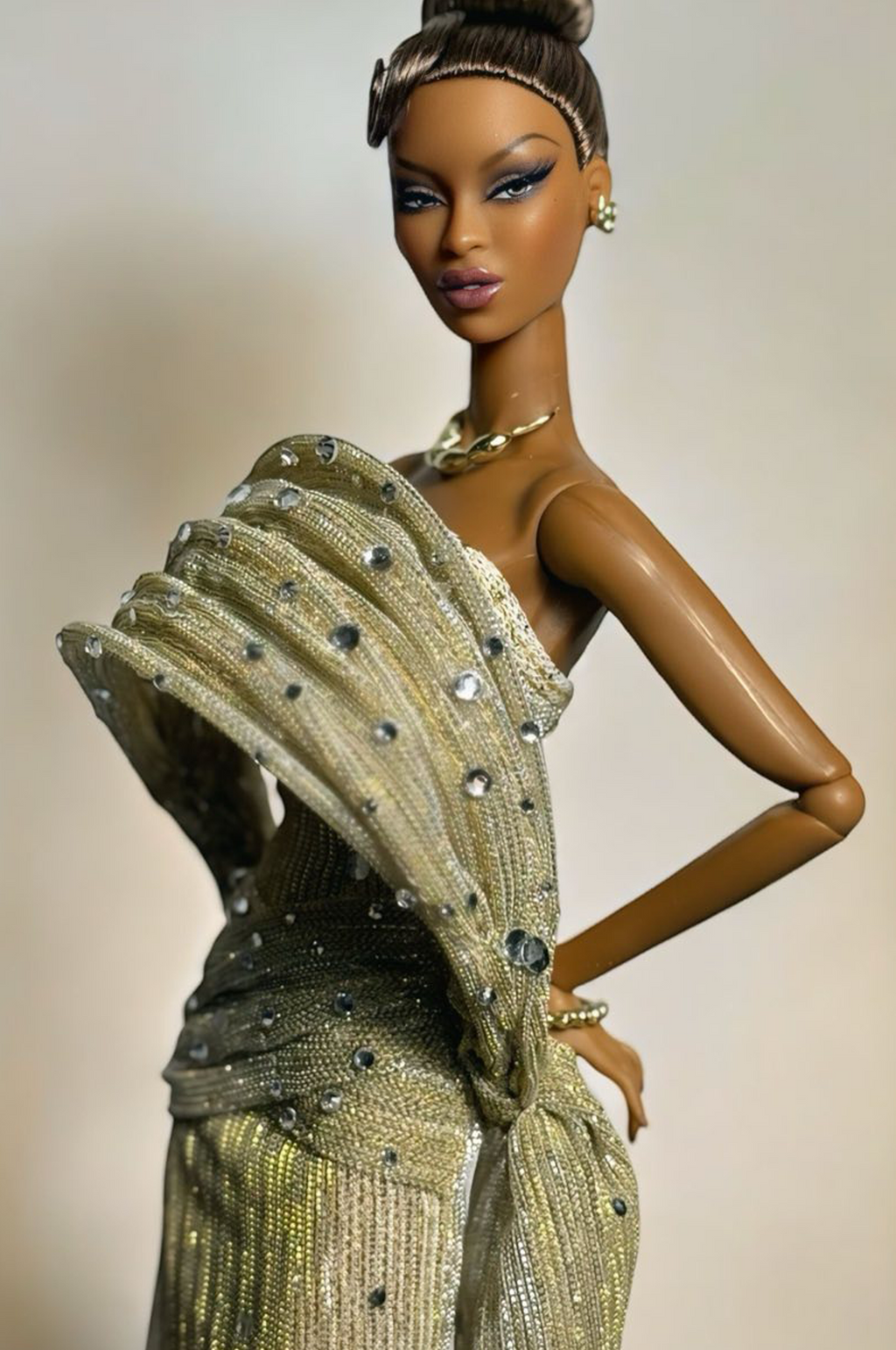 OOAK | Golden Halo Gown – Fashion Royalty 6.0 Doll Clothes | PlastikiTiara Couture