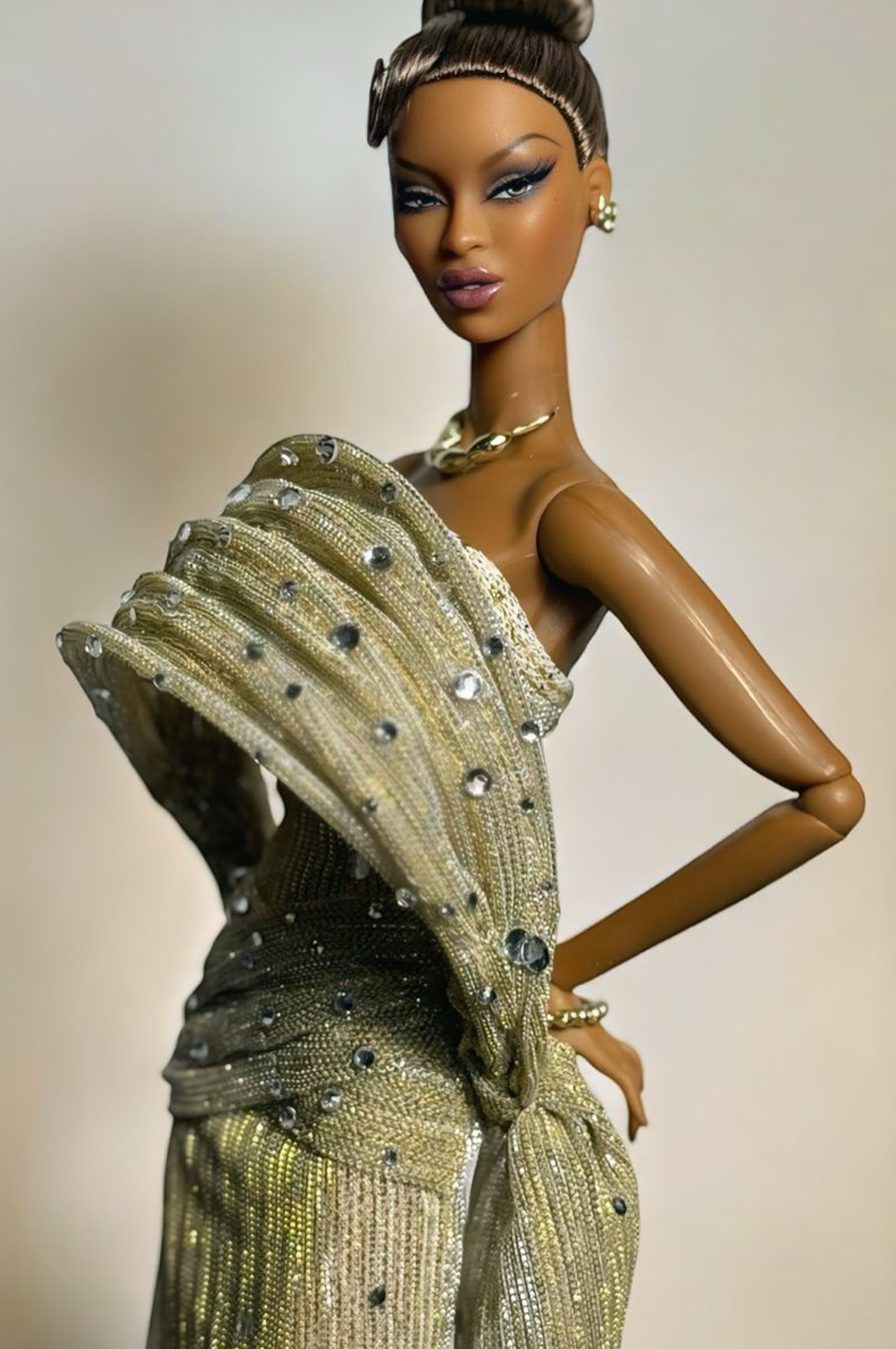 OOAK | Golden Halo Gown – Fashion Royalty 6.0 Doll Clothes | PlastikiTiara Couture