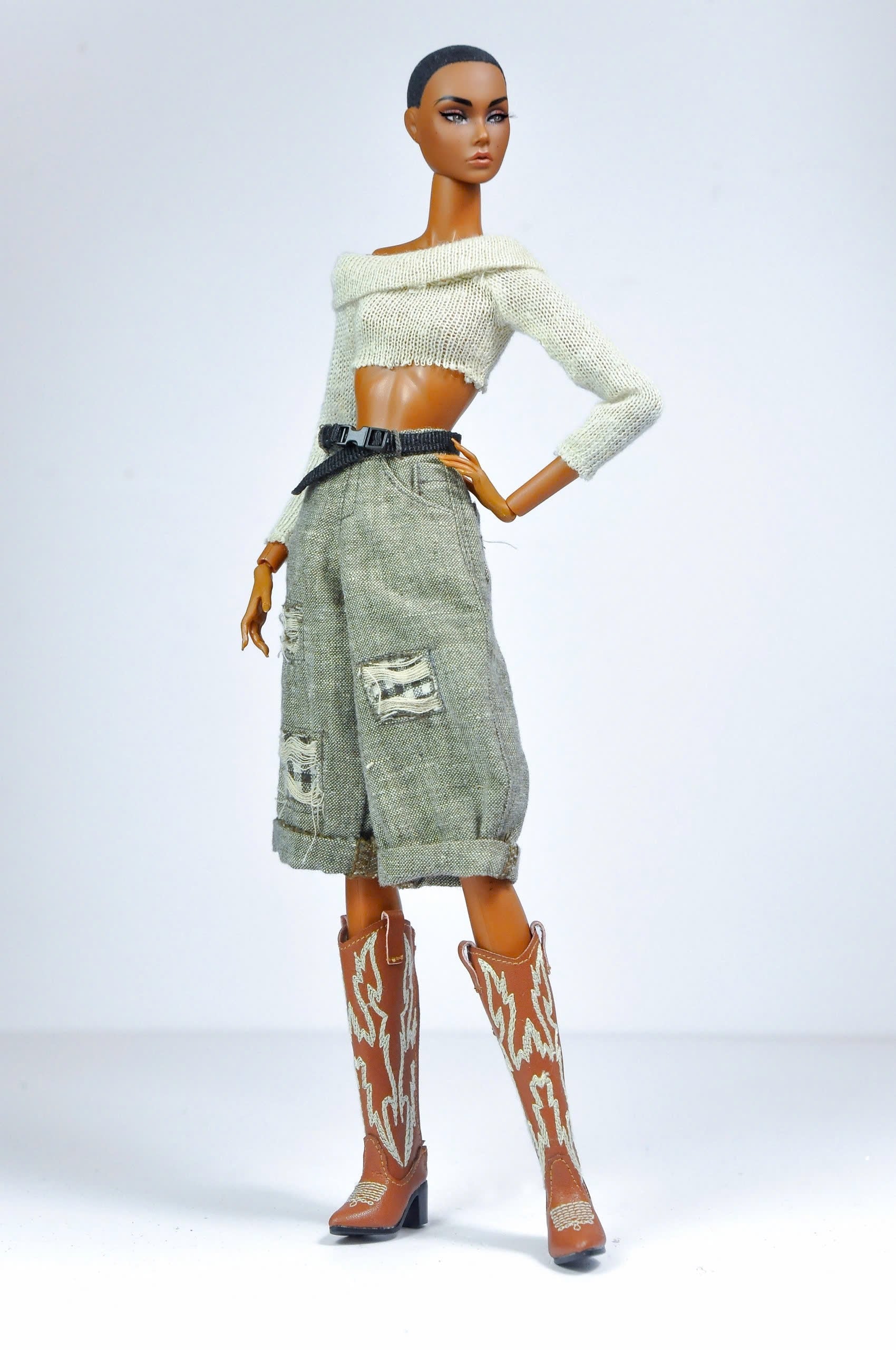 Basic Outfit – Knit Crop Top, Cargo Culottes (1/6 Scale - Fashion Royalty doll clothes)