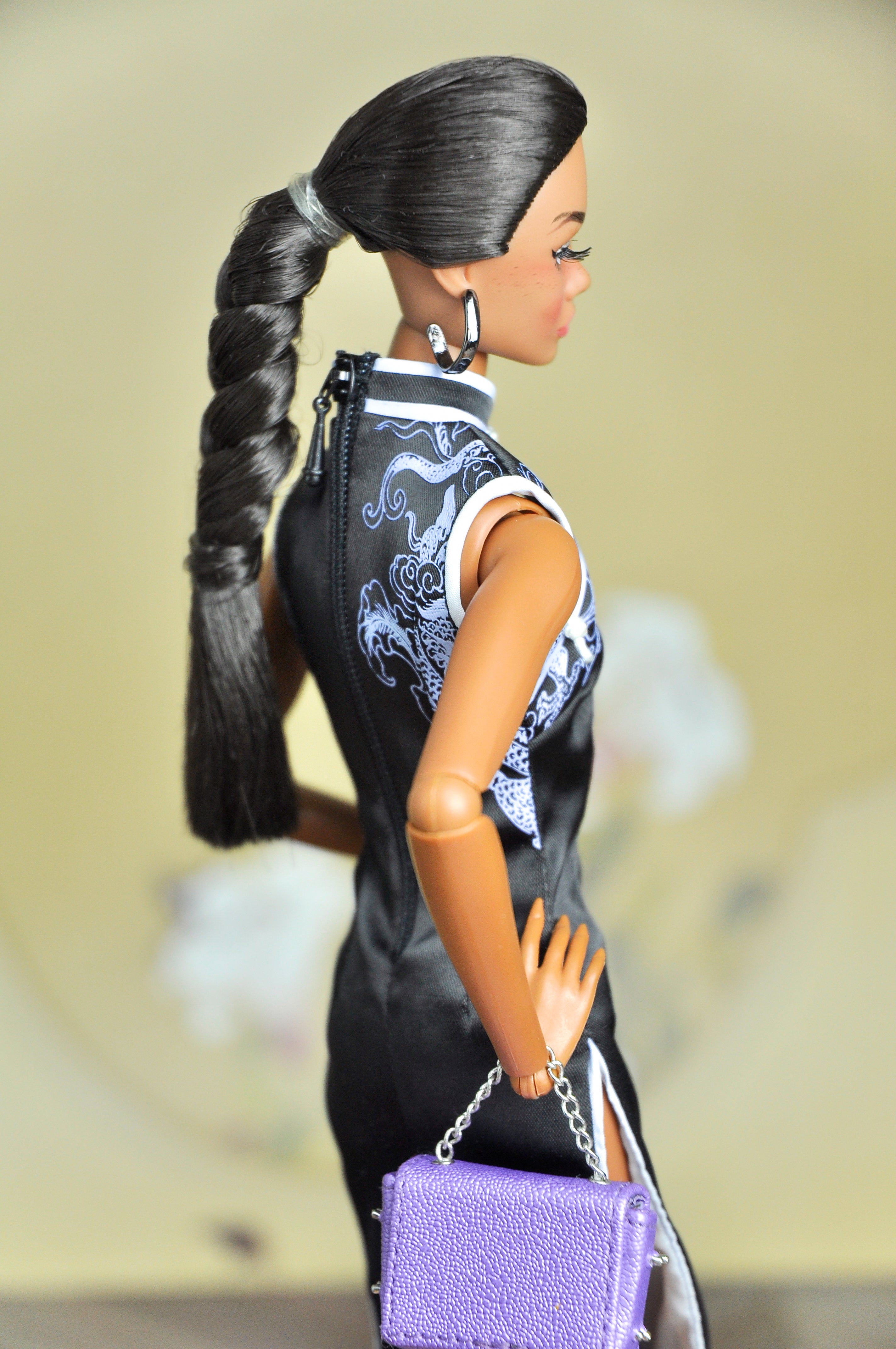 BASIC | Midnight Dragon Qipao Dress – 1/6 Scale Doll Couture for Fashion Royalty doll clothes