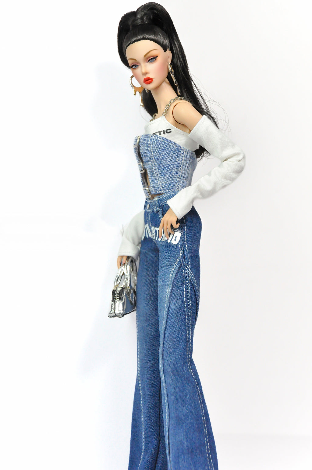 DEMIM DIVA | Deposit only - Denim Diva Buckle Crop Top & Flare Jeans Set – Fashion Royalty 6.0 Doll Clothes | Plastiktiara