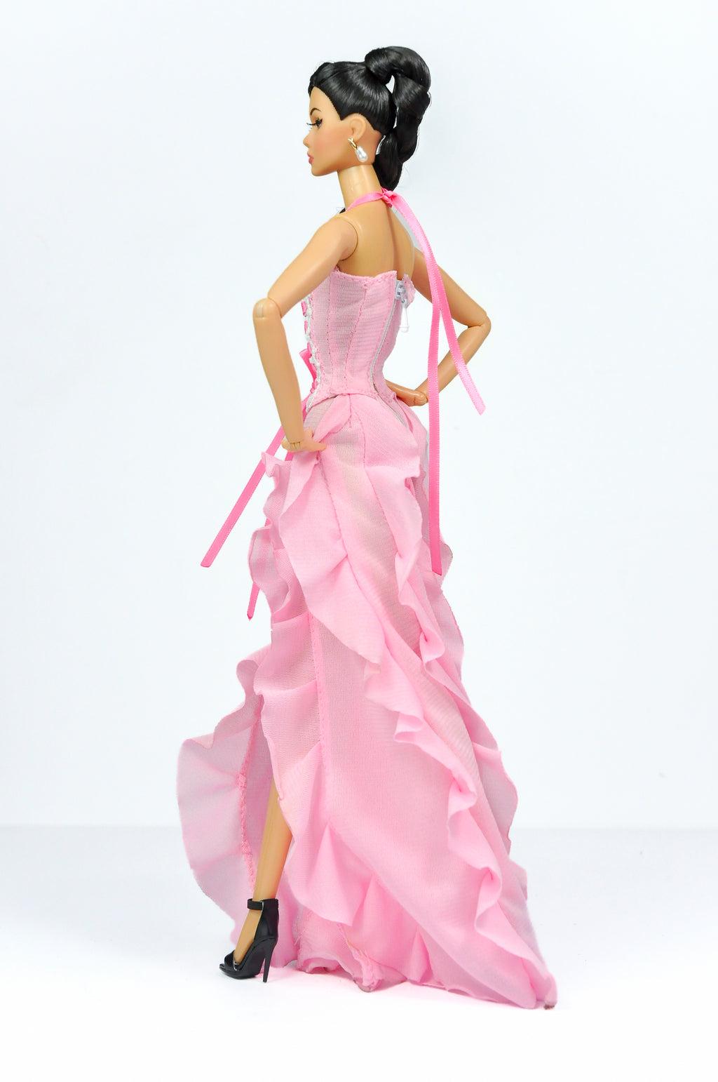 ORDINARY GIRLS | Pink Ruffled Corset Gown – Fashion Royalty 6.0 Scale Doll Clothes – Zipper Back Evening Dress by Plastiktiara