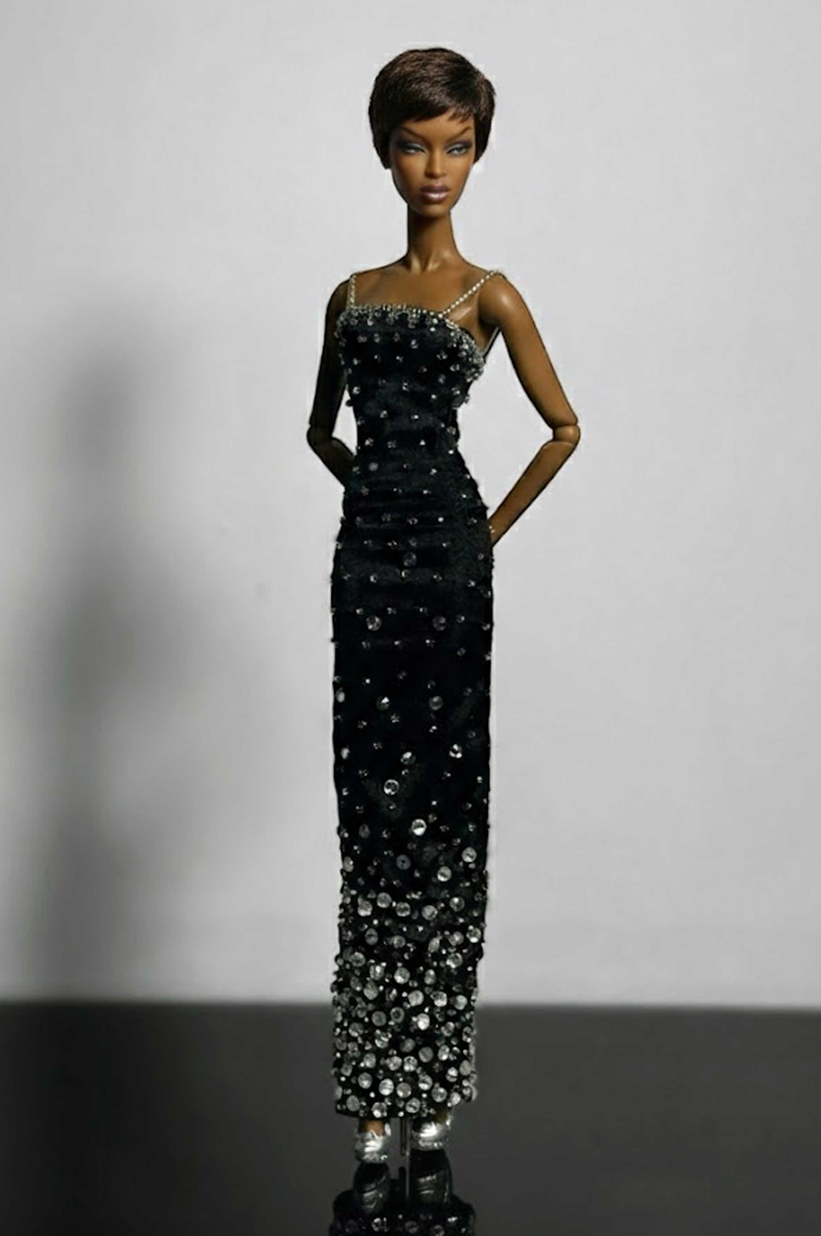 BASIC | Midnight Crystal Column Gown – Fashion Royalty 6.0 Doll Clothes by Plastik Tiara