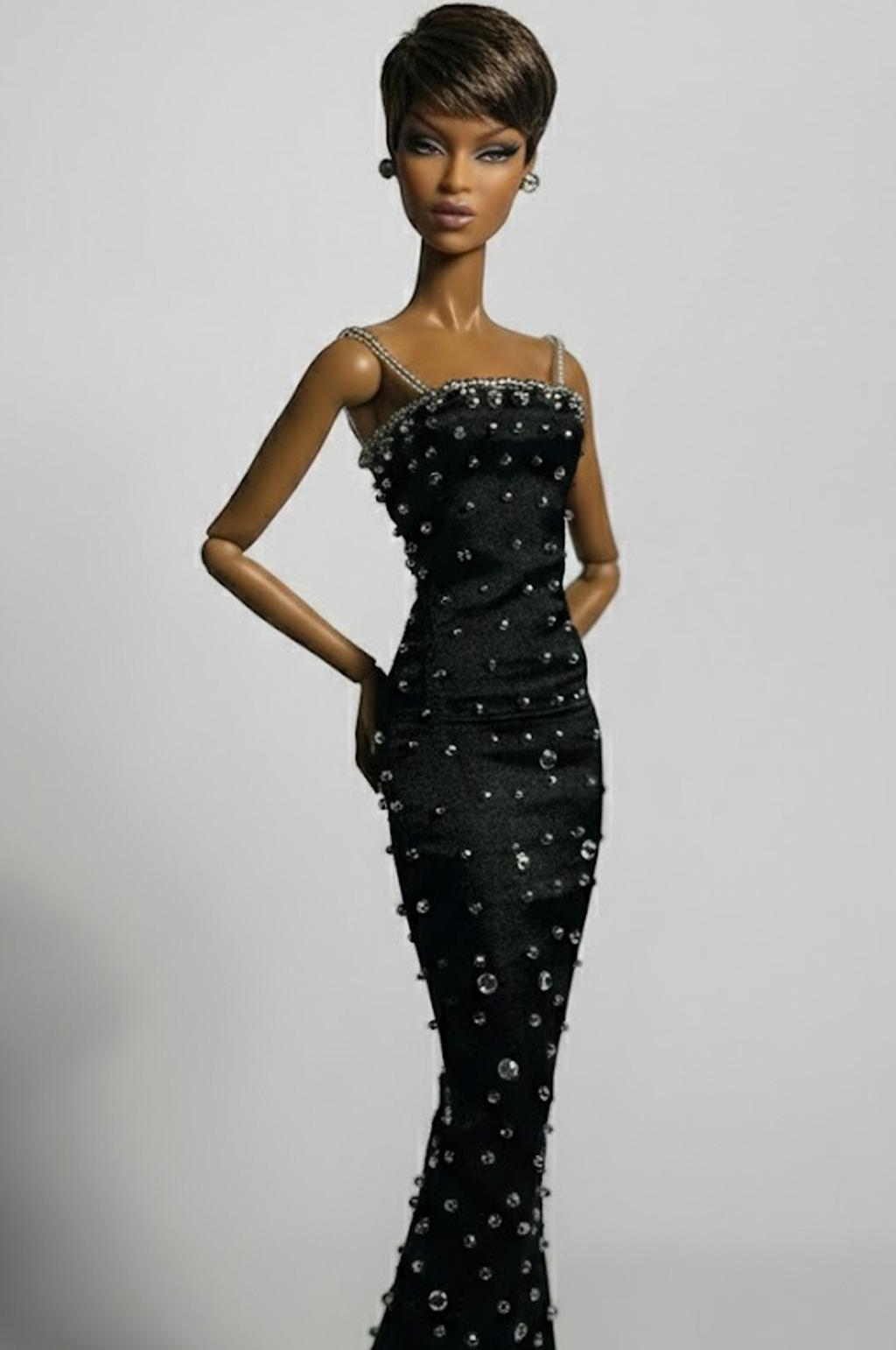 BASIC | Midnight Crystal Column Gown – Fashion Royalty 6.0 Doll Clothes by Plastik Tiara