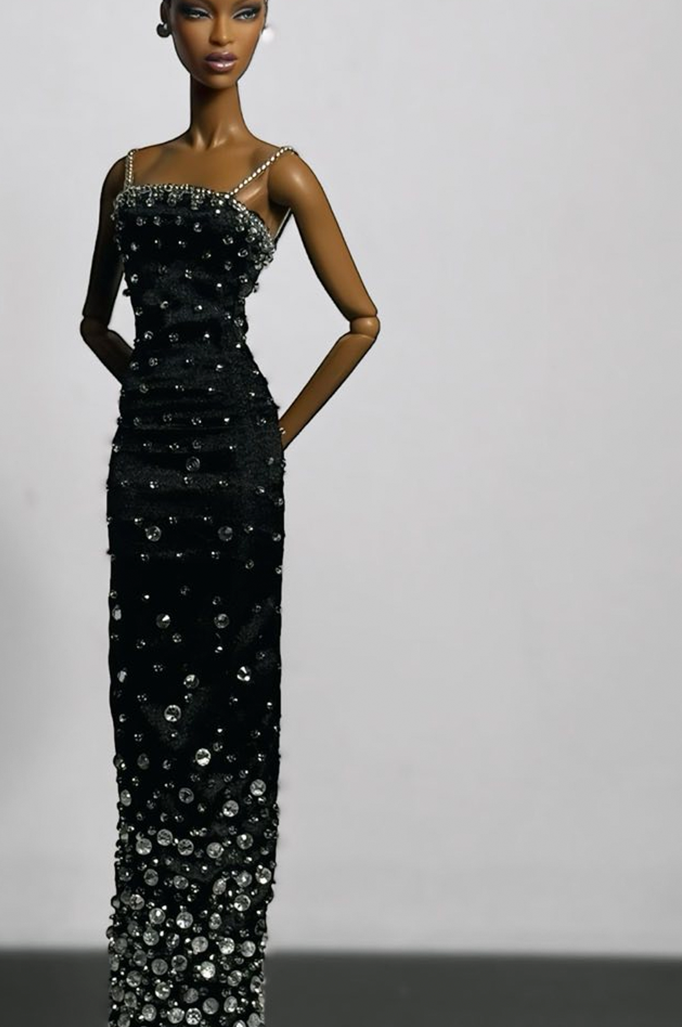BASIC | Midnight Crystal Column Gown – Fashion Royalty 6.0 Doll Clothes by Plastik Tiara