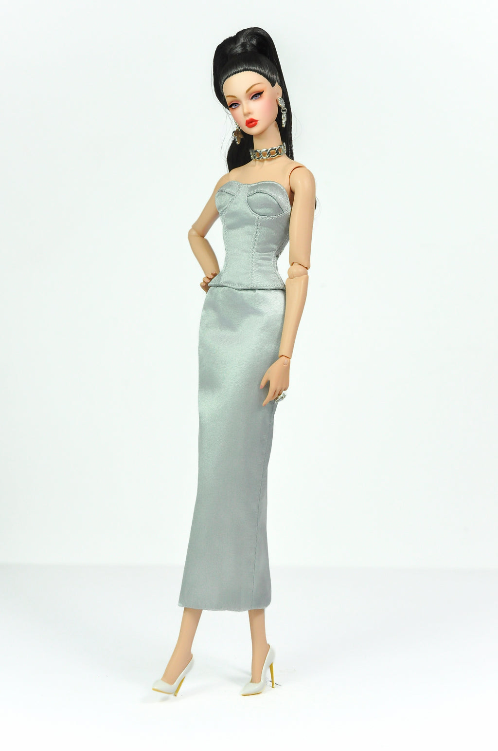 ORDINARY GIRL | Silver Modular Gown Set – 4-Piece Couture Ensemble  Fashion Royalty 6.0 Doll Clothes