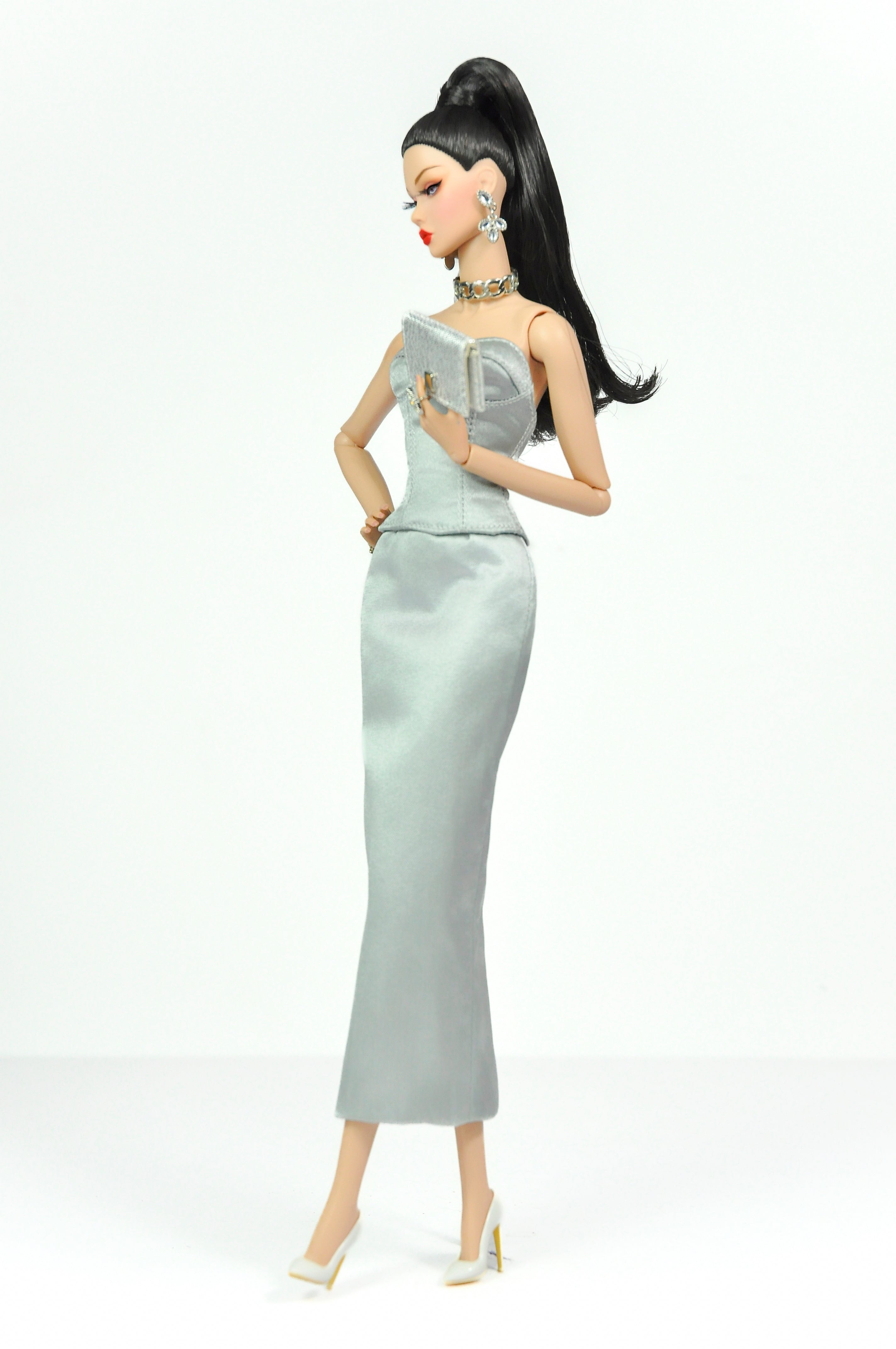 ORDINARY GIRL | Silver Modular Gown Set – 4-Piece Couture Ensemble  Fashion Royalty 6.0 Doll Clothes