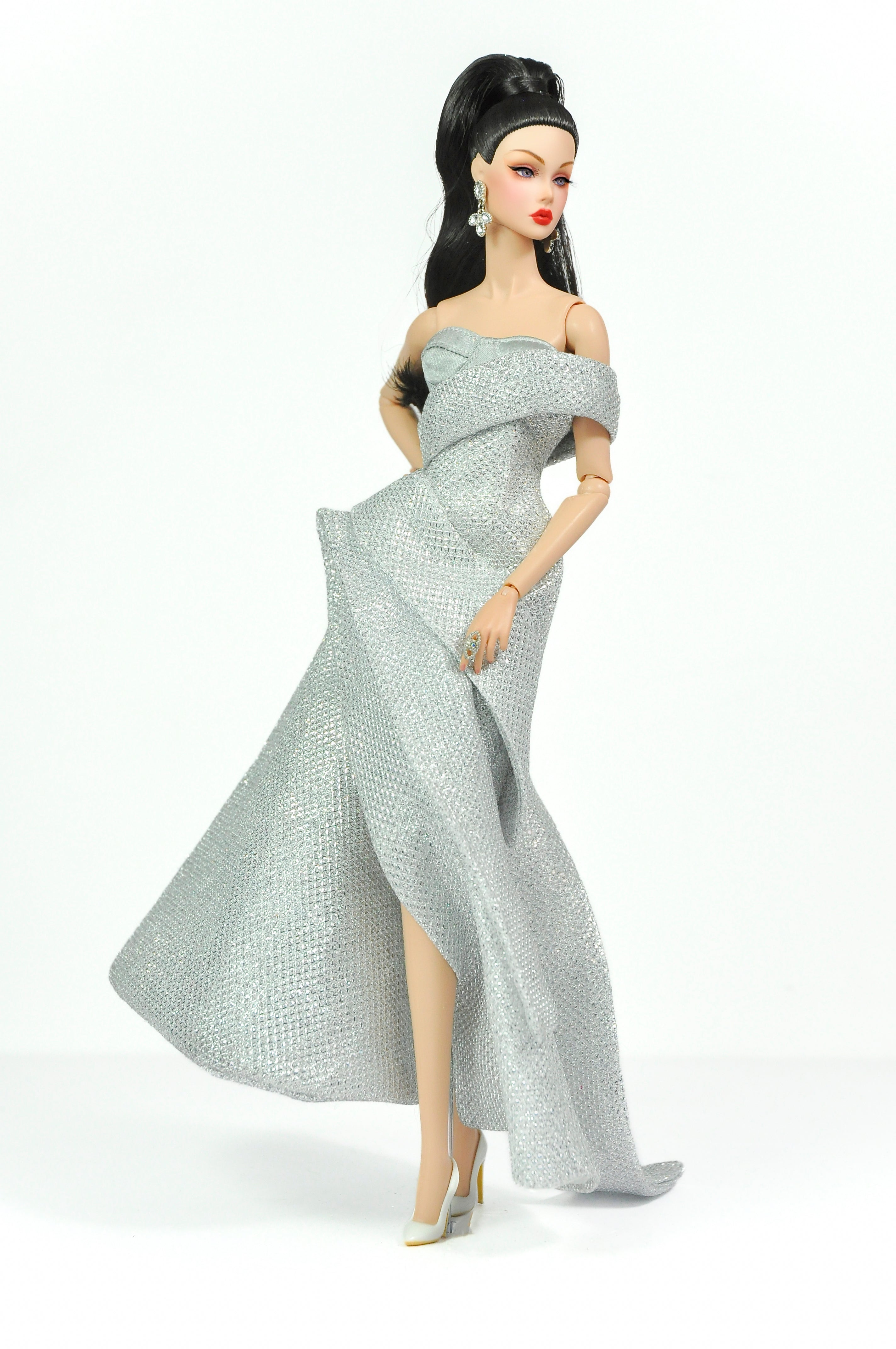 ORDINARY GIRL | Silver Modular Gown Set – 4-Piece Couture Ensemble  Fashion Royalty 6.0 Doll Clothes