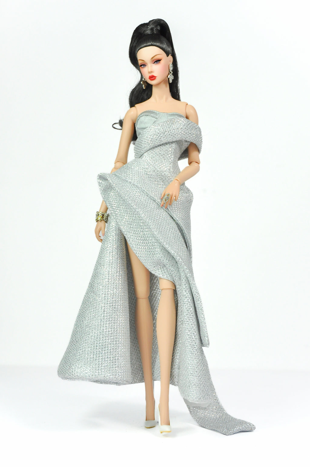 ORDINARY GIRL | Silver Modular Gown Set – 4-Piece Couture Ensemble  Fashion Royalty 6.0 Doll Clothes