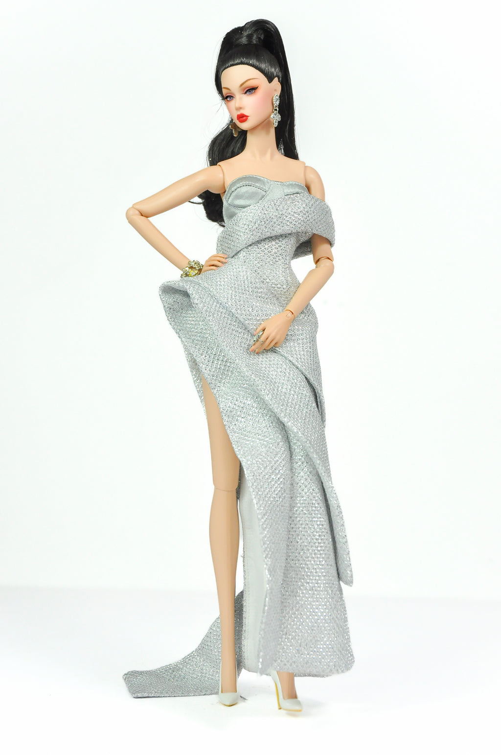 ORDINARY GIRL | Silver Modular Gown Set – 4-Piece Couture Ensemble  Fashion Royalty 6.0 Doll Clothes