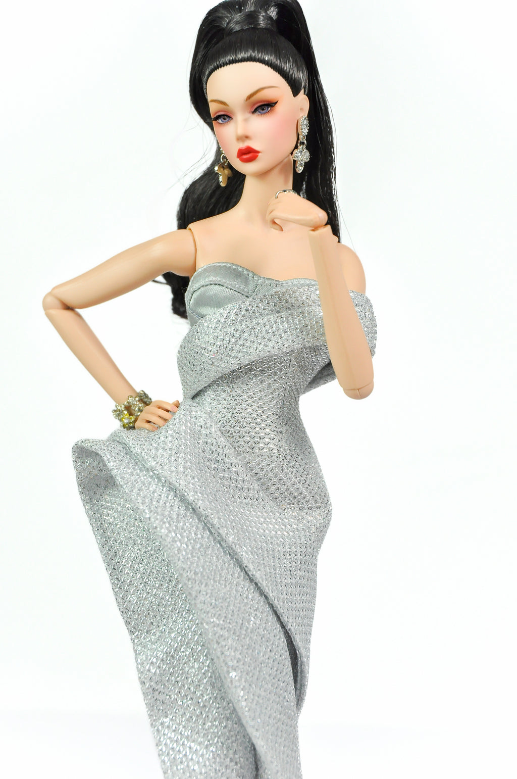 ORDINARY GIRL | Silver Modular Gown Set – 4-Piece Couture Ensemble  Fashion Royalty 6.0 Doll Clothes