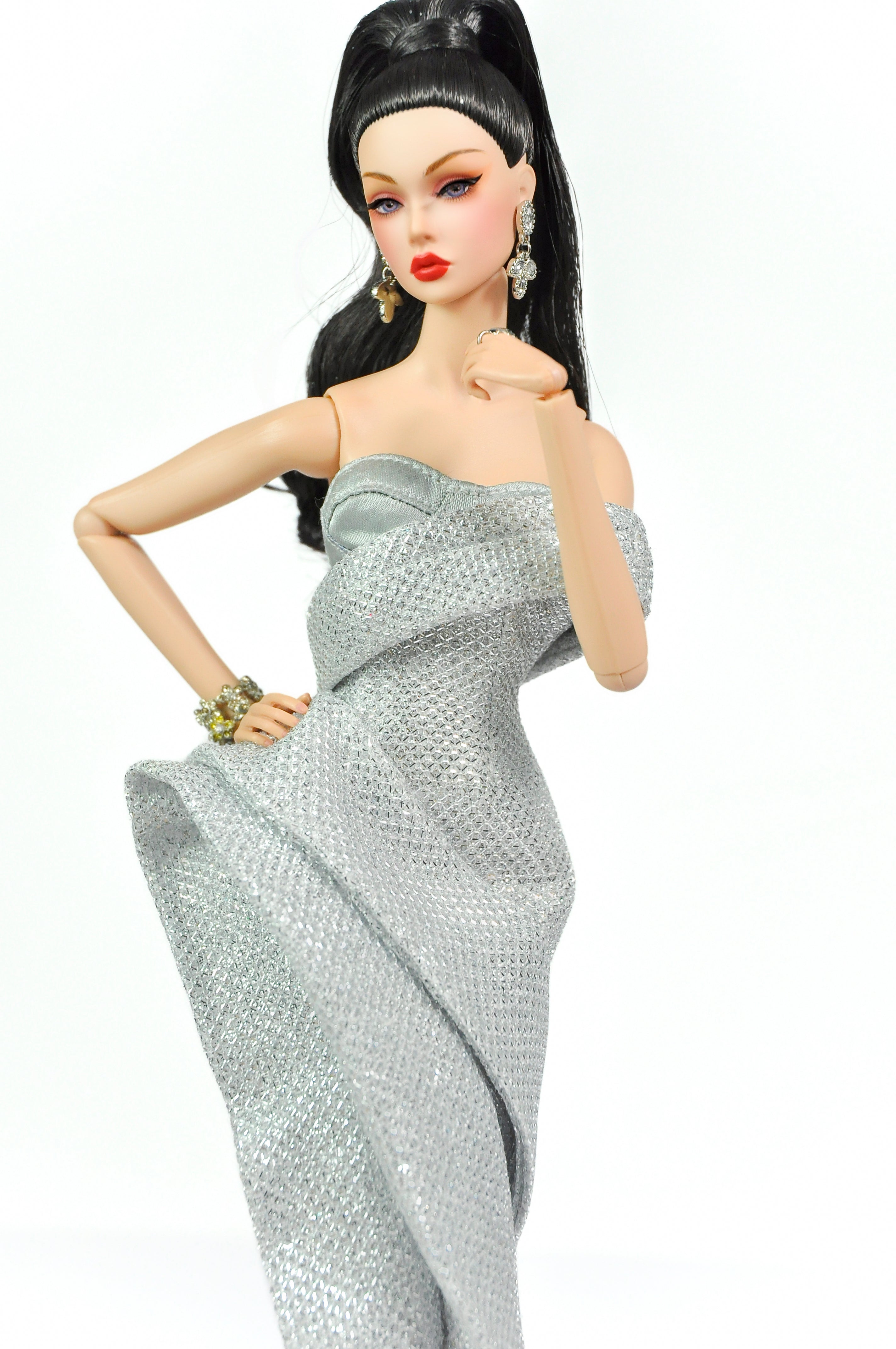 ORDINARY GIRL | Silver Modular Gown Set – 4-Piece Couture Ensemble  Fashion Royalty 6.0 Doll Clothes