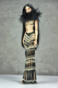 AURA COLLECTION | Noir Eclipse Beaded Gown with Feather Stole for Fashion Royalty doll clothes