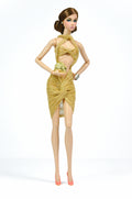 Gold Cut-Out Twist Dress for Fashion Royalty | FR2 NuFace Glam Outfit | 1/6 Scale Doll Clothes | Golden Knot Dress