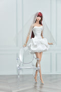 BRIDAL | Bow Whisper Bridal Mini Dress – Couture Wedding Outfit for Fashion Royalty Dolls by Plastik Tiara