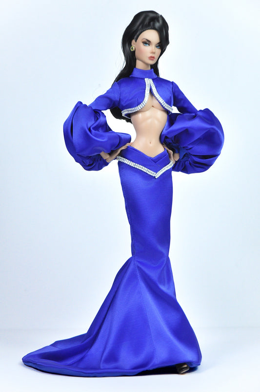 OOAK | Royal Entrance | Royal blue 2-piece-evening outfit for Fashion Royalty & NU FACE doll