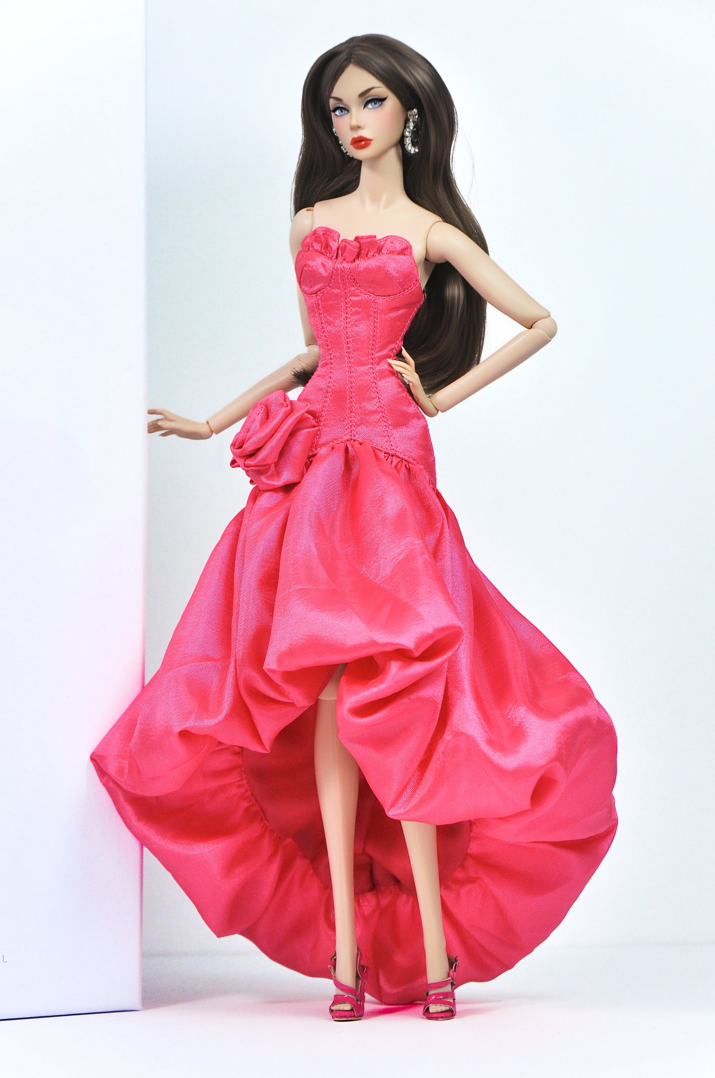 OOAK | "Pink Rose Gala" High-Low Ballgown – Fashion Royalty 6.0 Doll Clothes