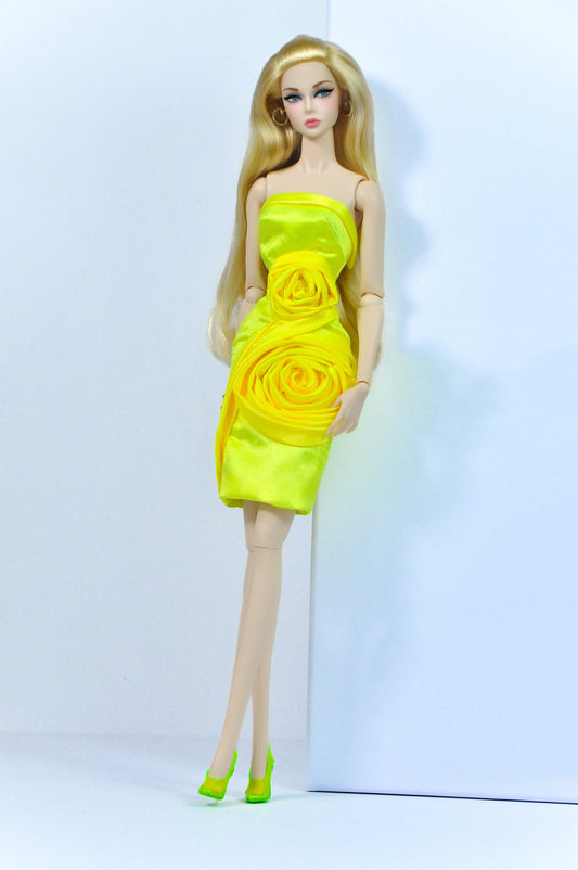 OOAK | Lemon Bloom Cocktail Dress – Fashion Royalty Doll Clothes