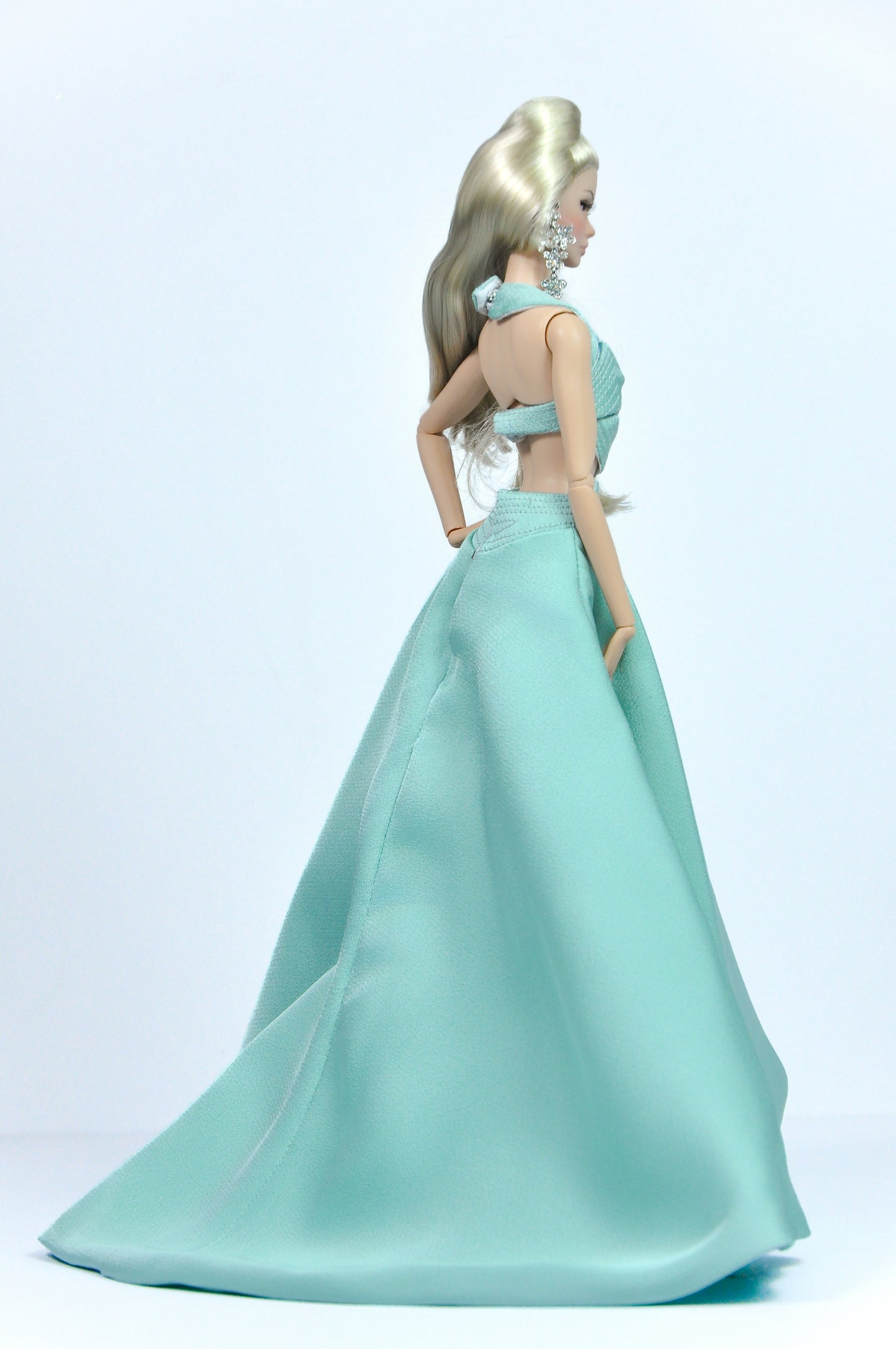 OOAK | Ocean Whisper | Aqua Cutout Evening Gown – Fashion Royalty Doll Clothes